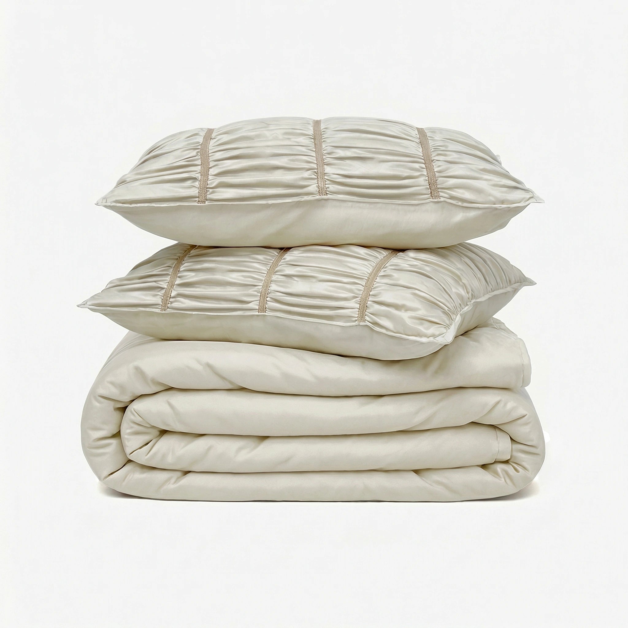 Zarf Italian Staple Weave Bedding Set Of 8 For Single Size Bed - Porcelain