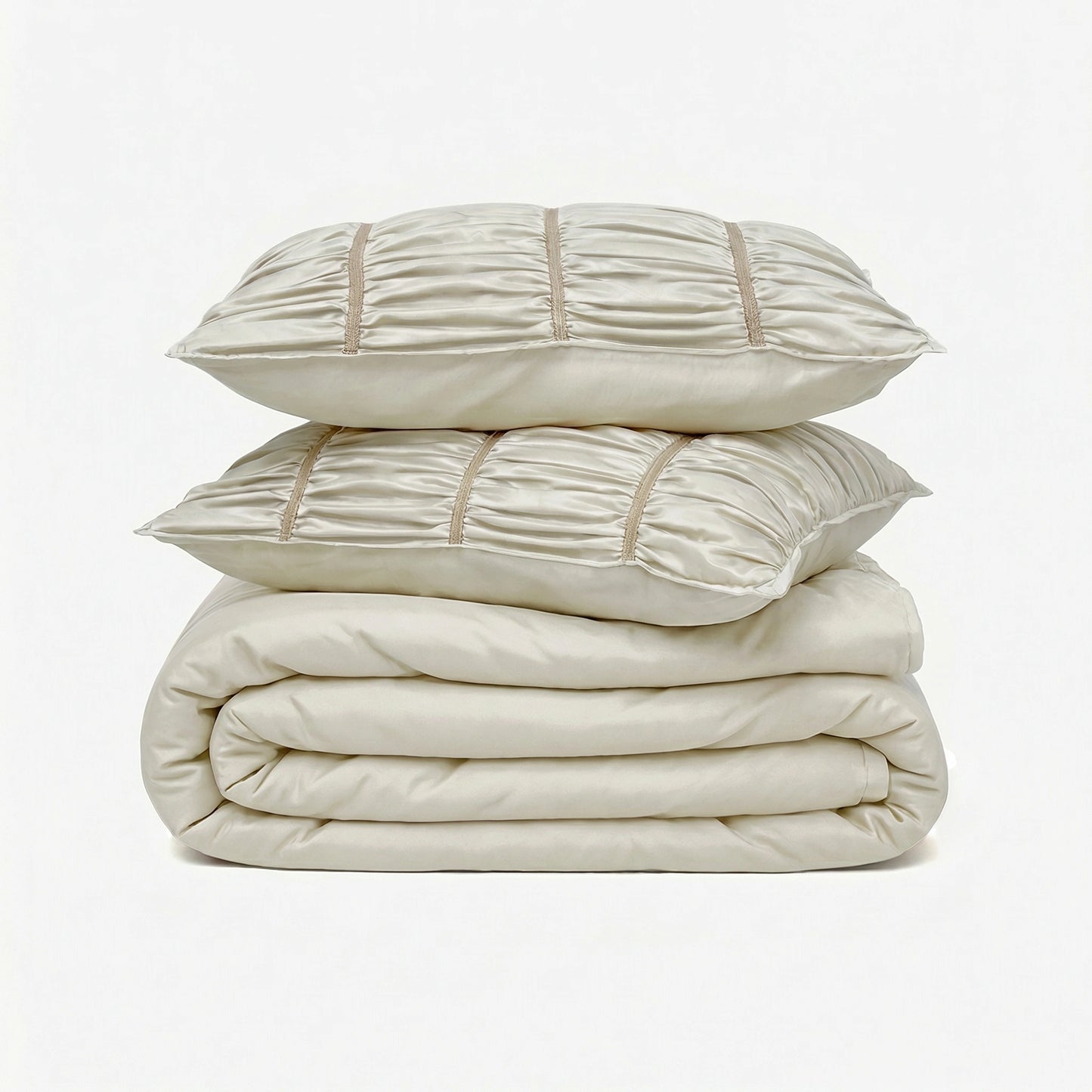 Zarf Italian Staple Weave Bedding Set Of 8 - Porcelain