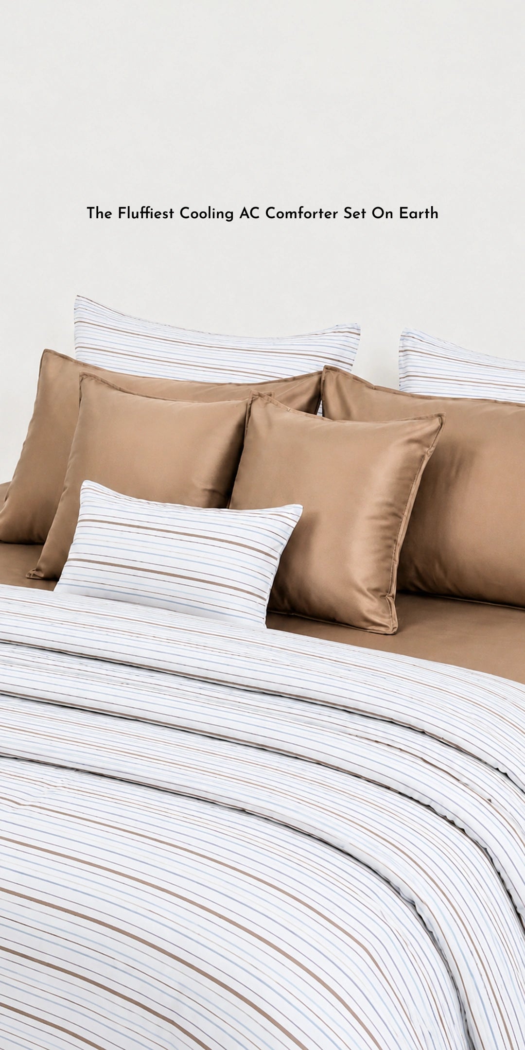 Linen Blend AC Comforter With 2 Pillow Cases and 1 Breakfast Pillow - Porto