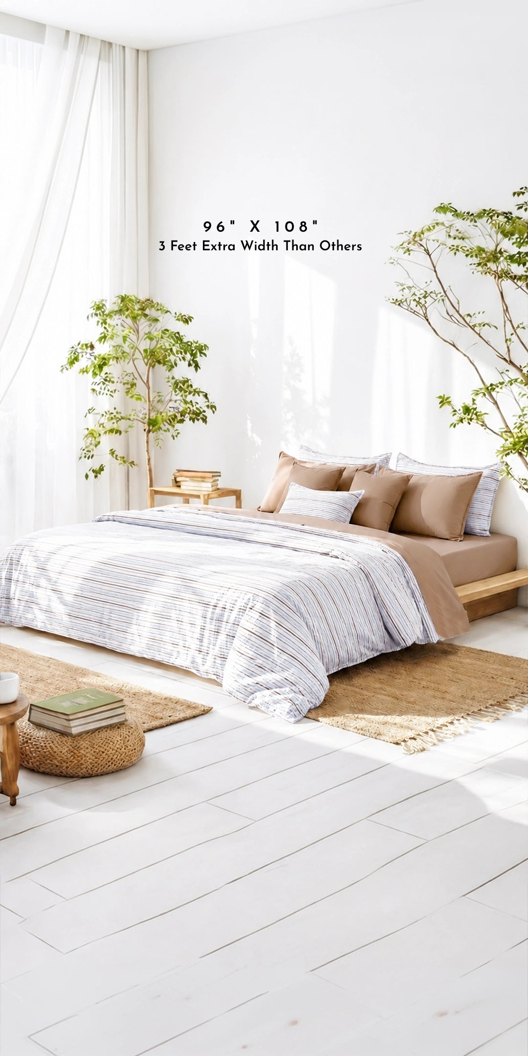 Linen Blend AC Comforter With 2 Pillow Cases and 1 Breakfast Pillow - Porto