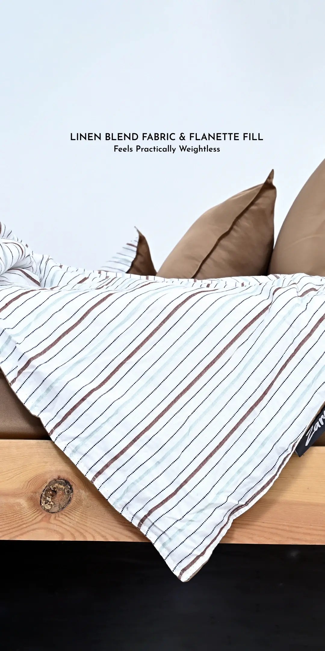 Linen Blend AC Comforter With 2 Pillow Cases and 1 Breakfast Pillow - Porto