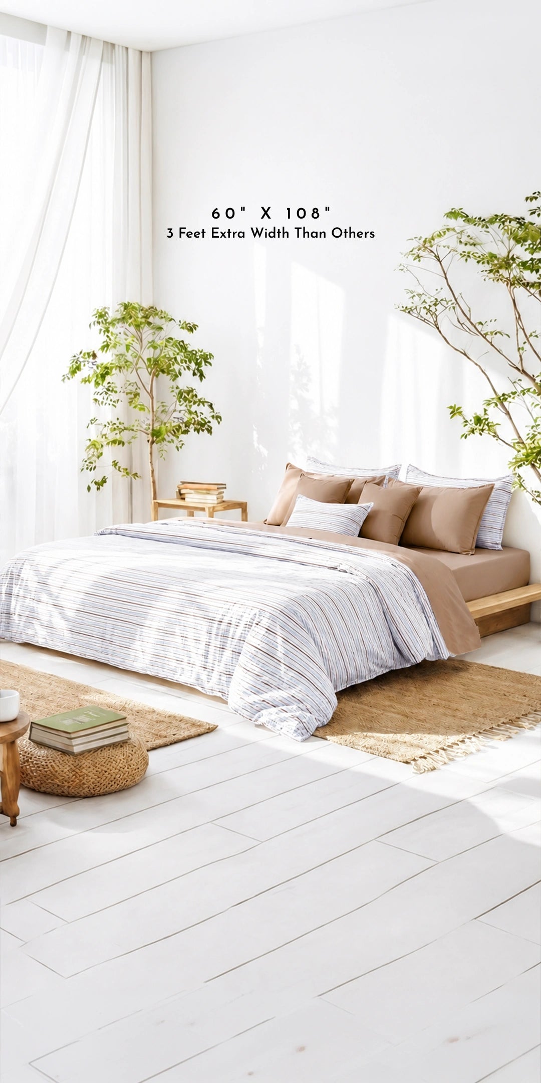 Linen Blend AC Comforter With 2 Pillow Cases and 1 Breakfast Pillow For Single Size Bed - Porto