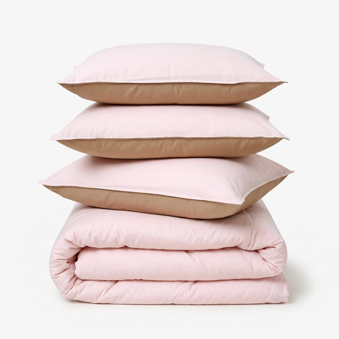 Zarf Reversible Quilt For Single Size Bed With 2 Pillow Covers and 1 Cushion Cover - Primrose