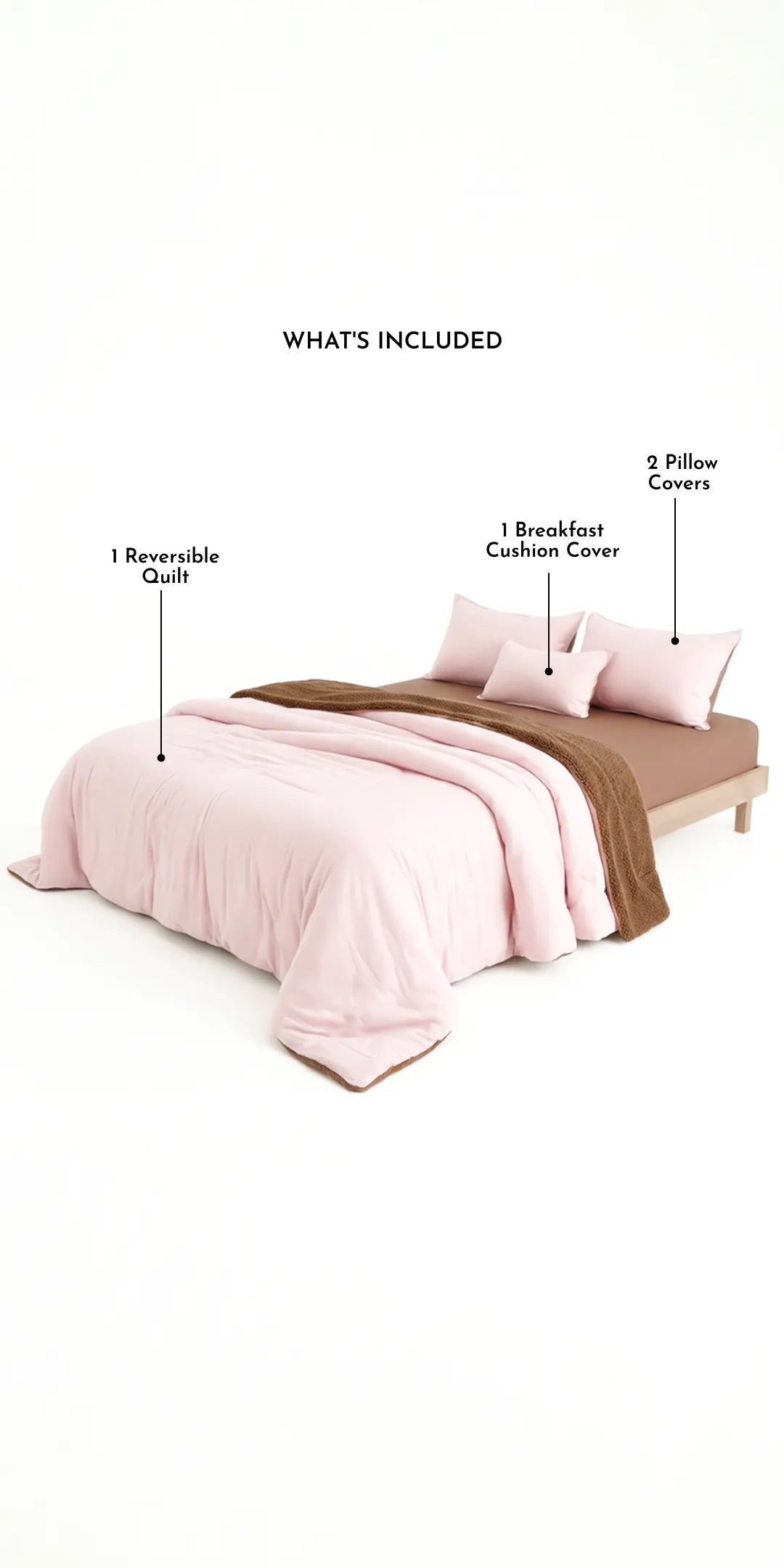 Zarf Reversible Quilt For Single Size Bed With 2 Pillow Covers and 1 Cushion Cover - Primrose