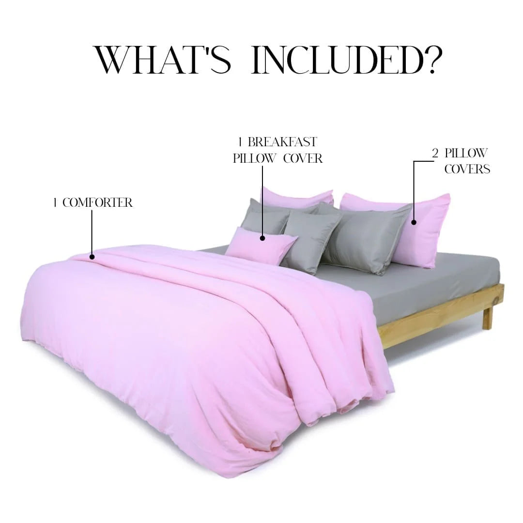 Linen Blend AC Comforter With 2 Pillow Cases and 1 Breakfast Pillow - Promenade