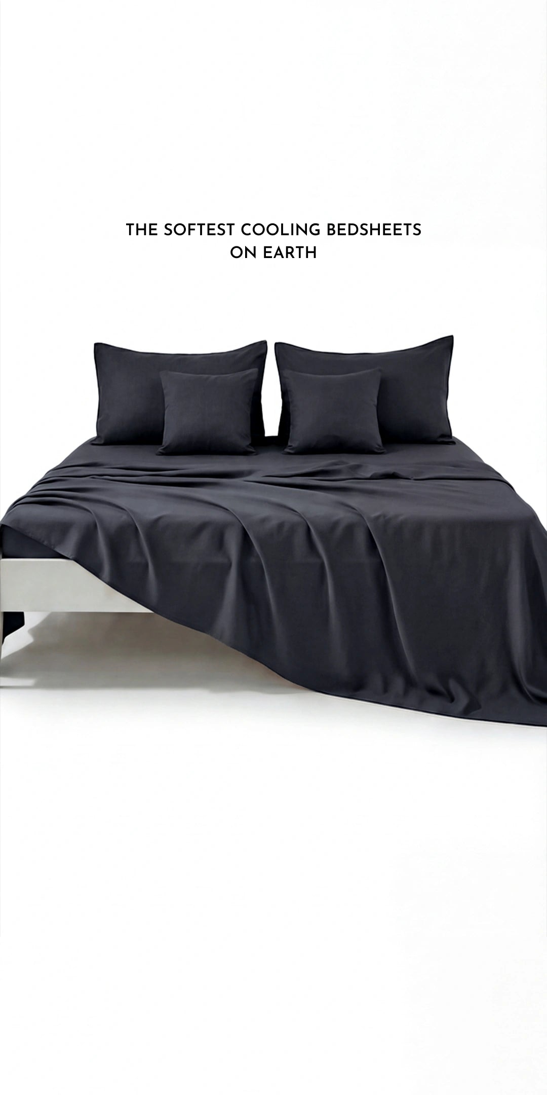 Zeries Egyptian Cotton Bedsheets With 2 Pillow Cases & 2 Cushion Covers - Raven