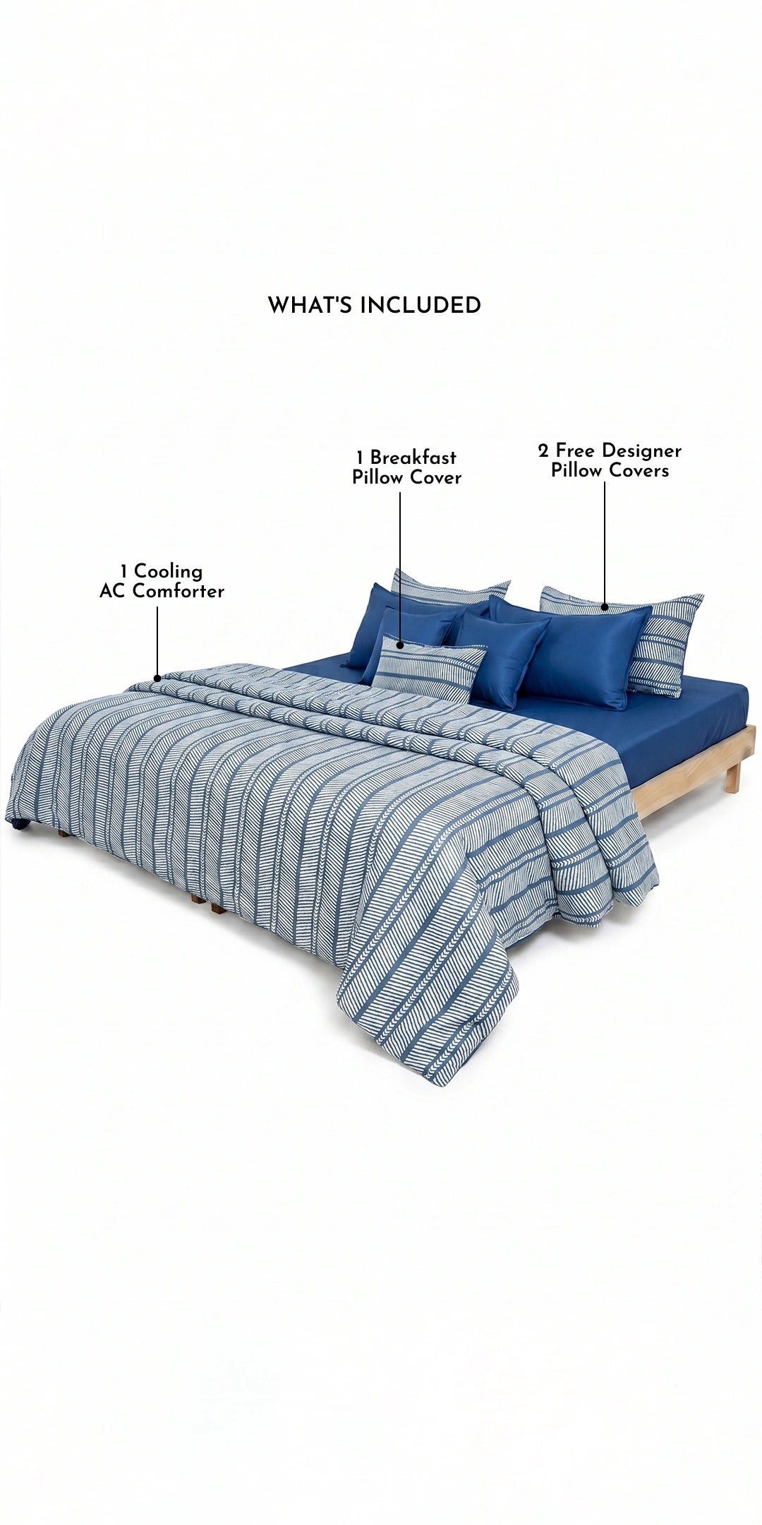 Zarf AC Comforter With 2 Pillow Cases and 1 Breakfast Pillow - Reef