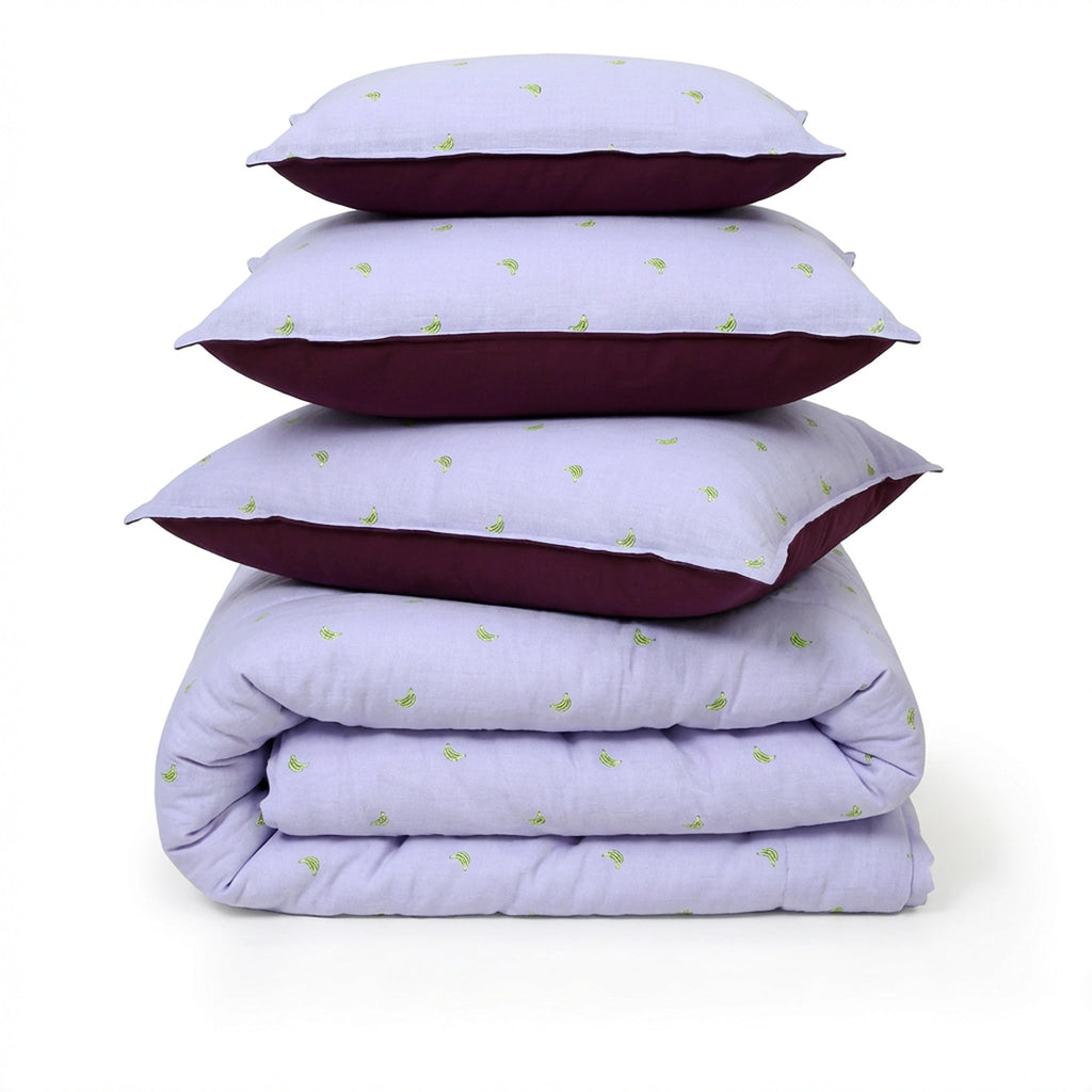 Linen Blend AC Comforter With 2 Pillow Cases and 1 Breakfast Pillow - Reve