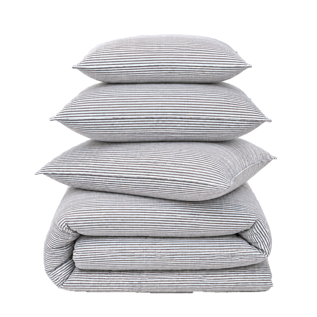 Zarf Linen Blend Bedding Set Of 9 For Single Size Bed - Rigato