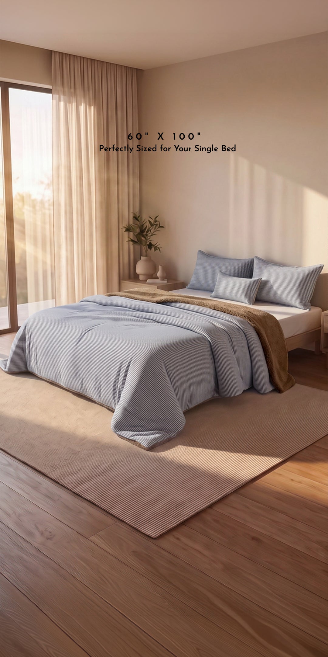 Zarf Reversible Quilt For Single Size Bed With 2 Pillow Covers and 1 Cushion Cover - Rigato