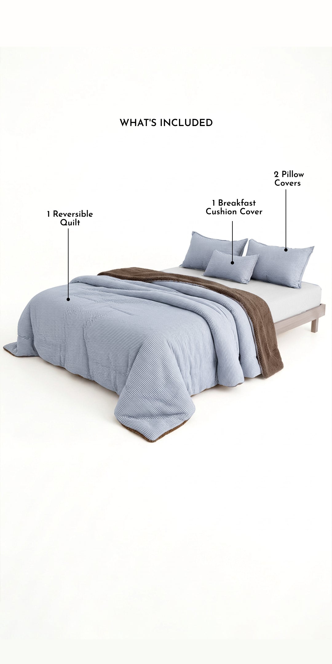Zarf Reversible Quilt For Single Size Bed With 2 Pillow Covers and 1 Cushion Cover - Rigato