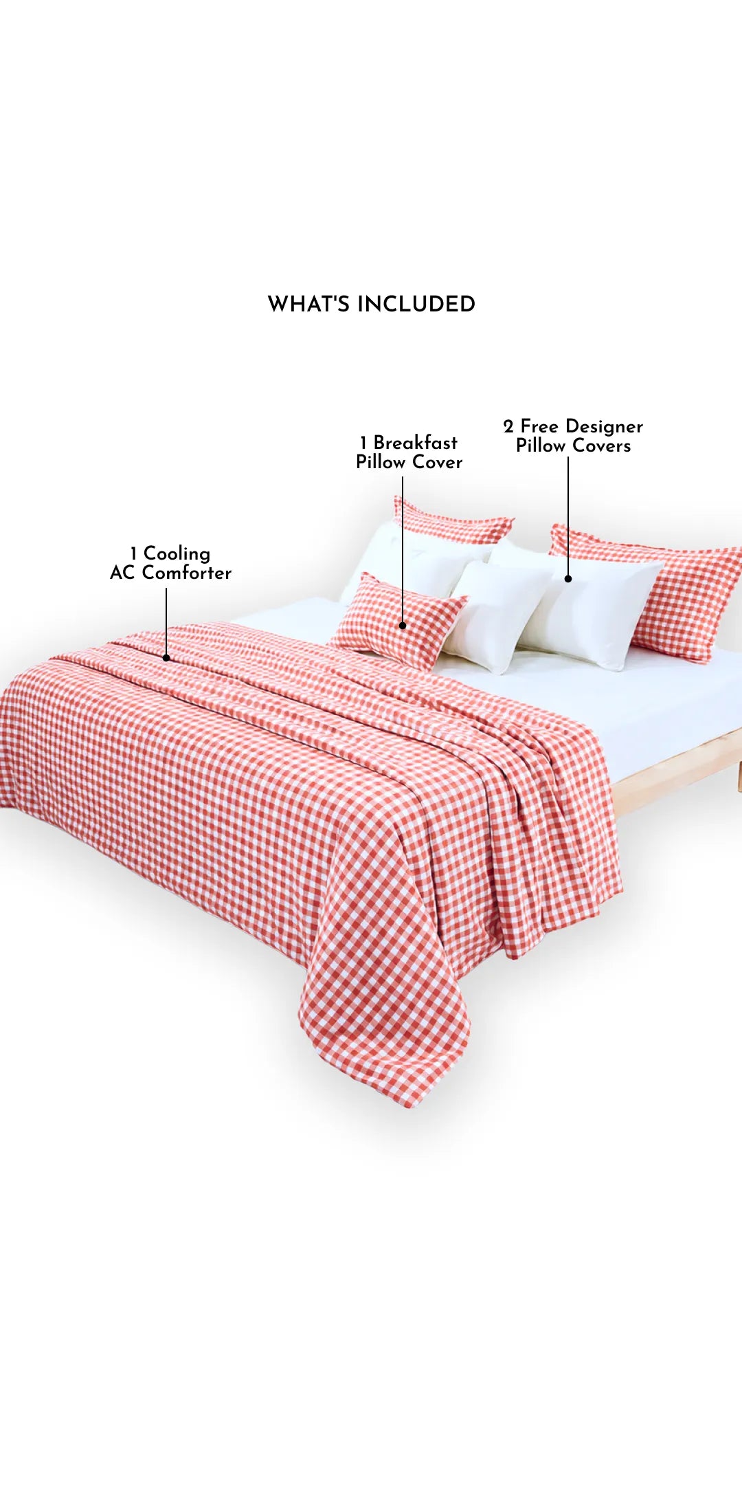 Linen Blend AC Comforter With 2 Pillow Cases and 1 Breakfast Pillow For Single Size Bed- Rosabelle