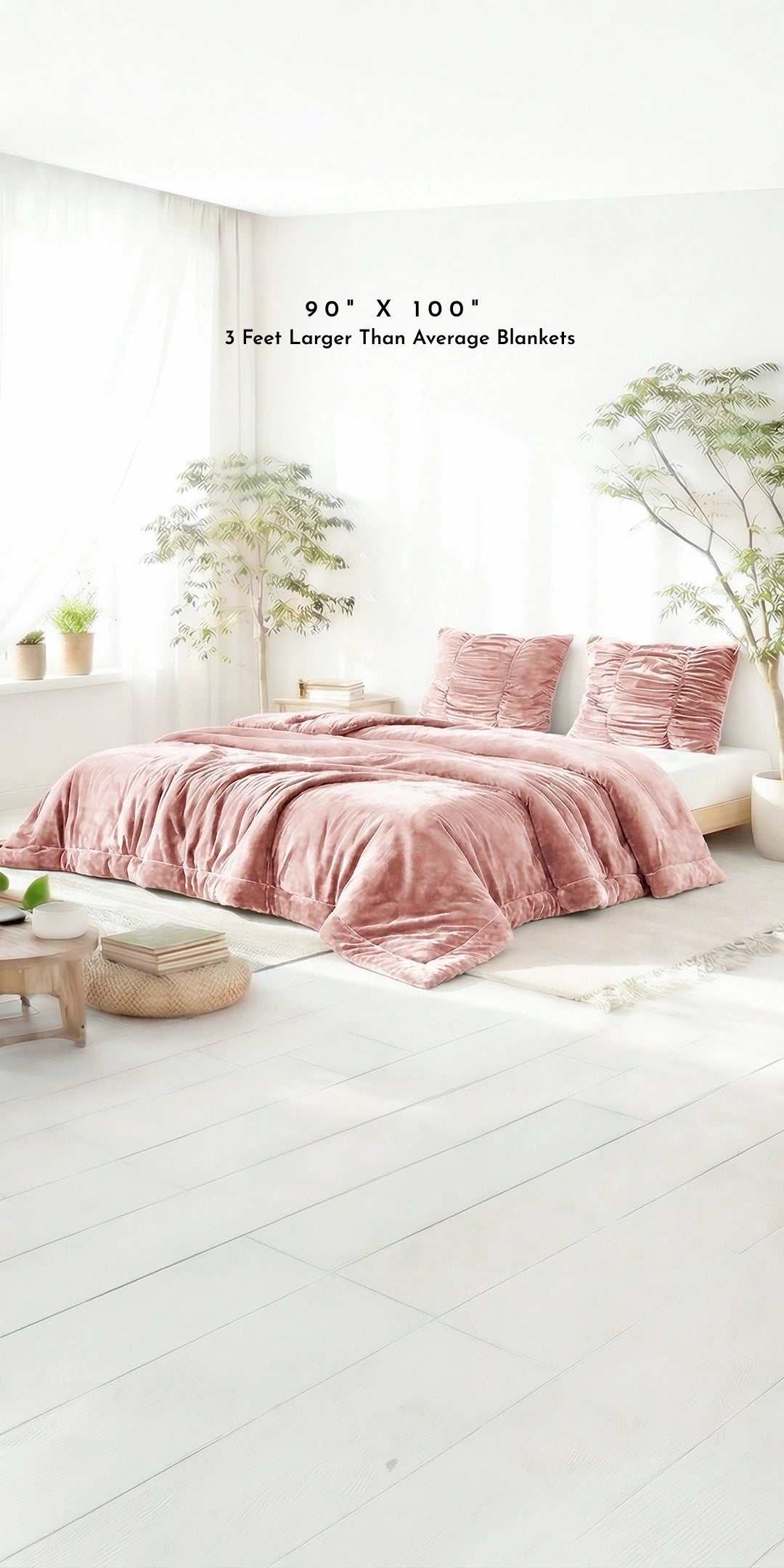 Zarf Ultra-Warm Luxury Winter Blanket With Two Cushion Covers - Roseate