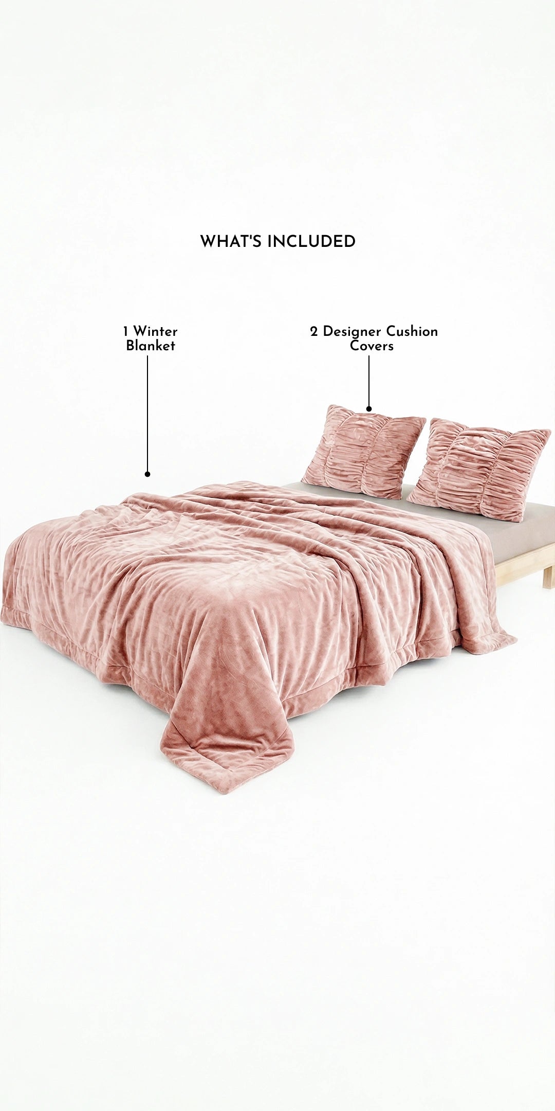 Zarf Ultra-Warm Luxury Winter Blanket With Two Cushion Covers - Roseate