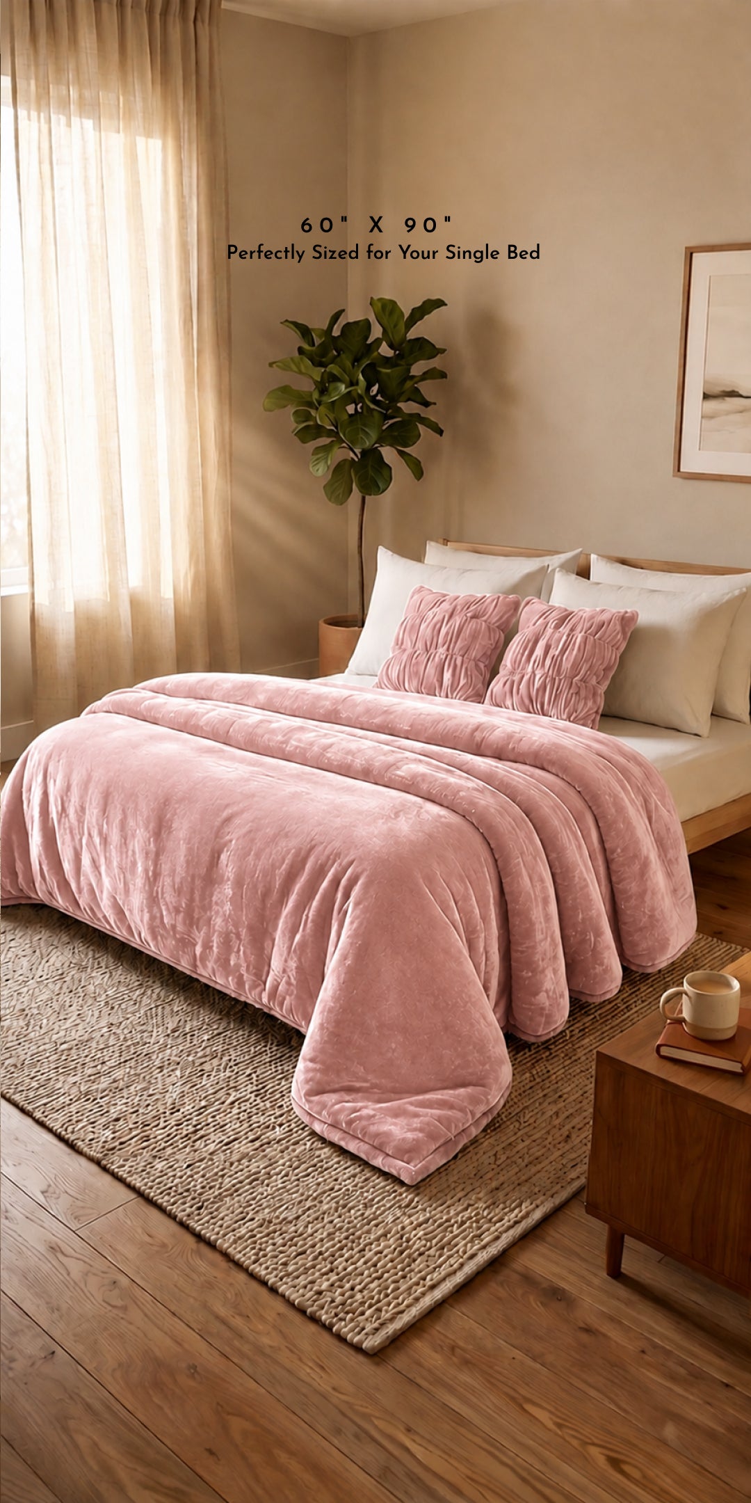 ZARF Ultra-Warm Luxury Winter Blanket For Single Size Bed - Roseate
