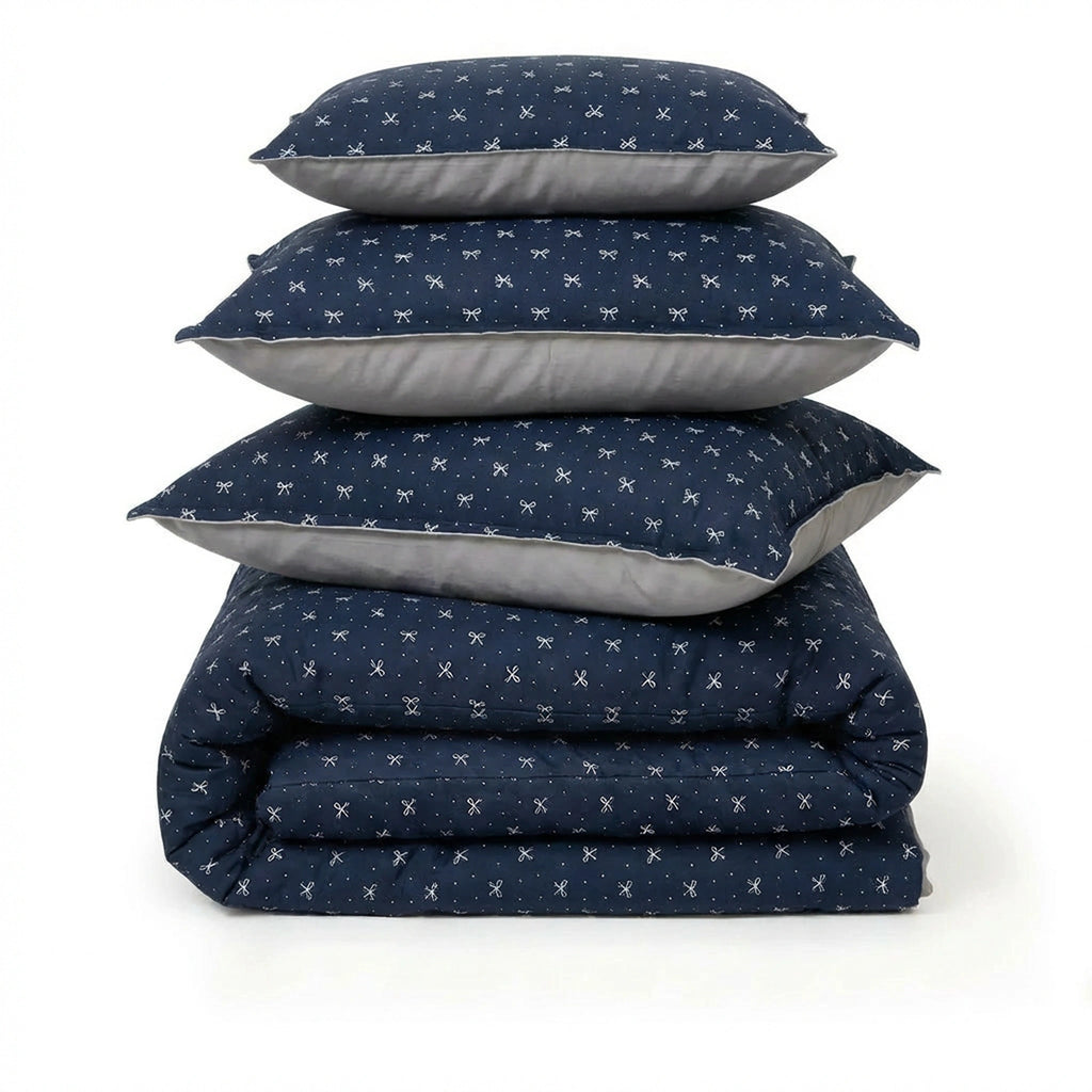 Linen Blend AC Comforter With 2 Pillow Cases and 1 Breakfast Pillow - Ruban