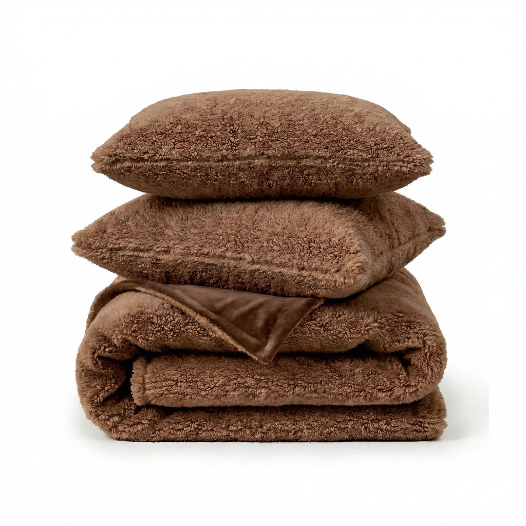 Zarf California King Size Reversible AC Blanket Cover With 2 Cushion Covers - Rustic Cocoa