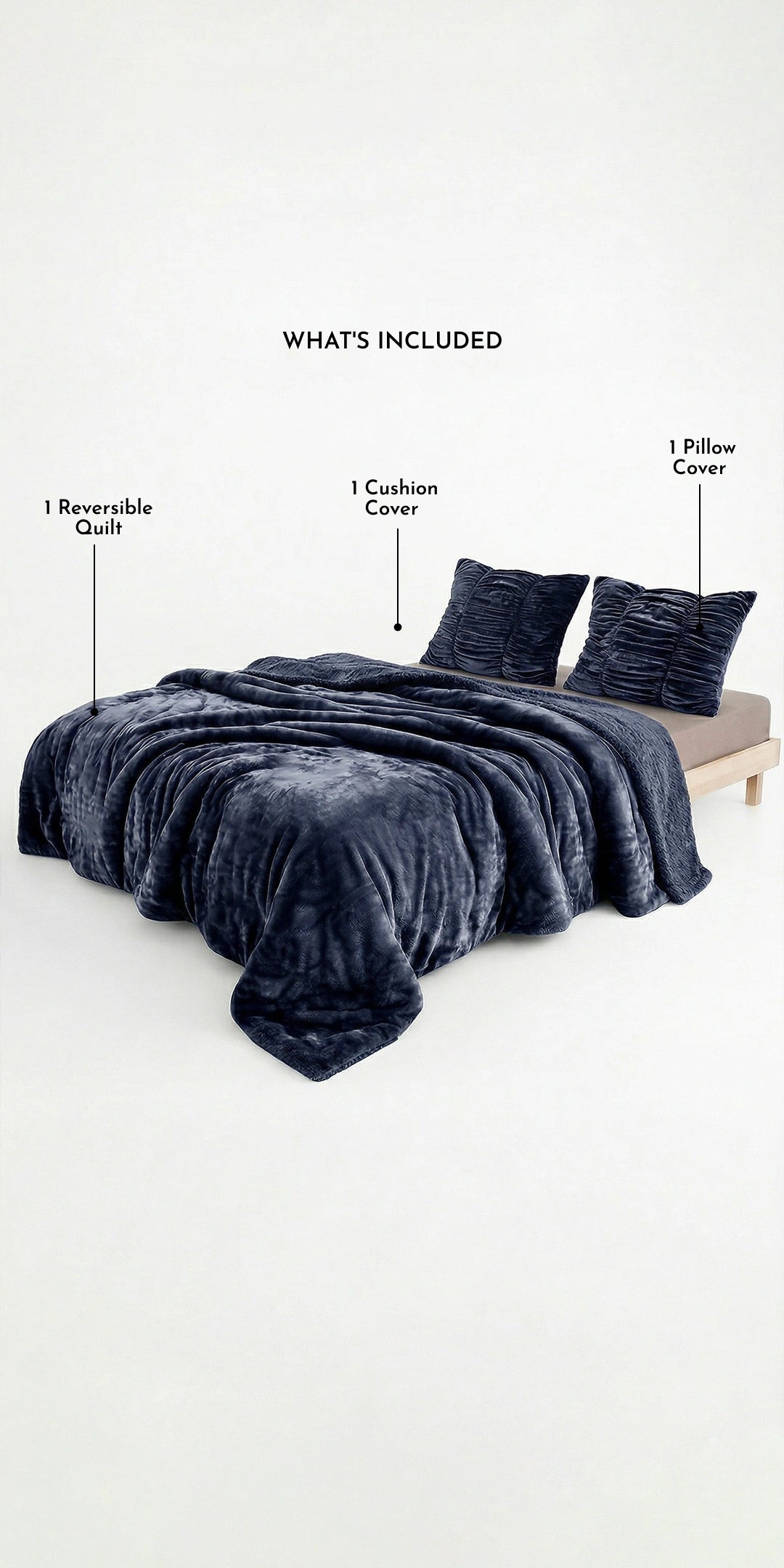 ZARF Reversible Baby Size Quilt With 1 Pillow Case & 1 Cushion Cover - Sable