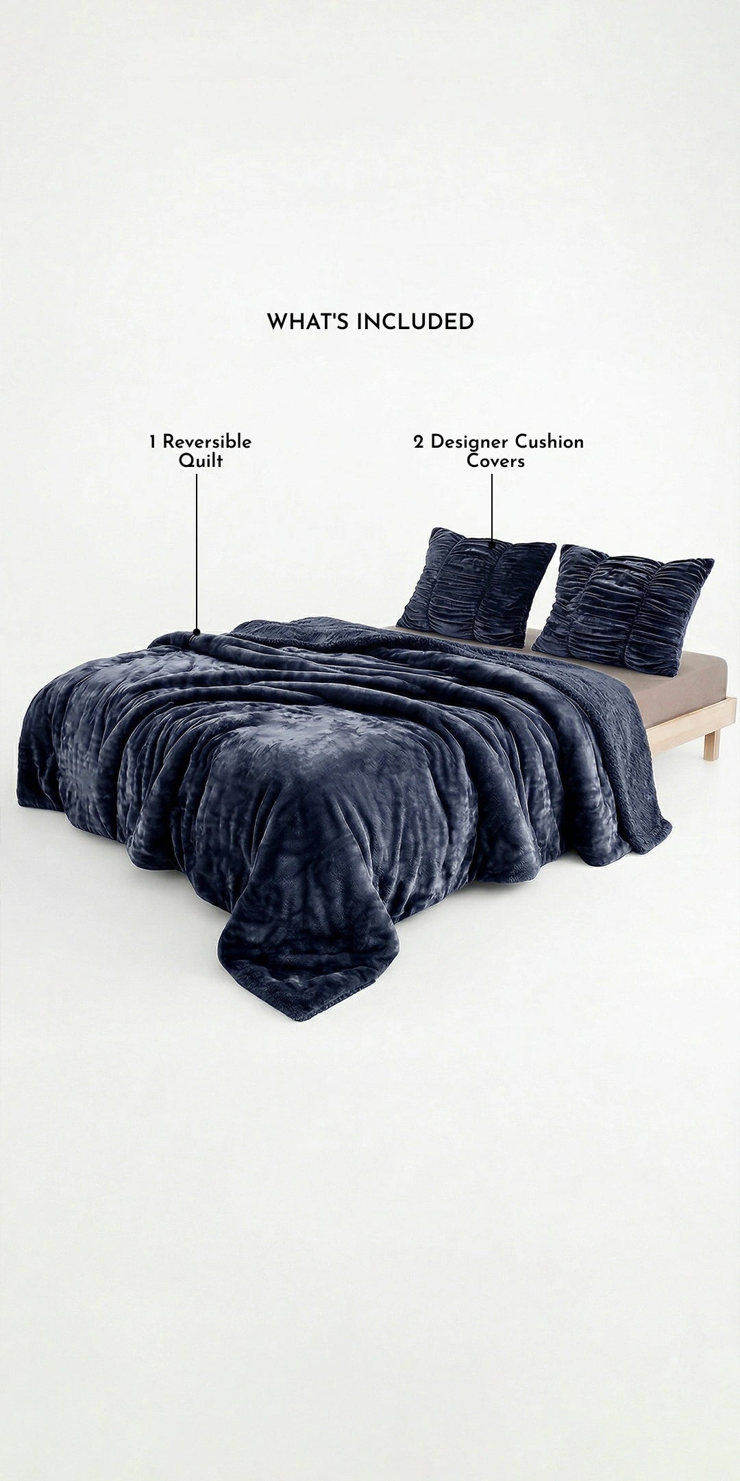 Zarf California King Size Reversible Quilt With 2 Cushion Covers - Sable
