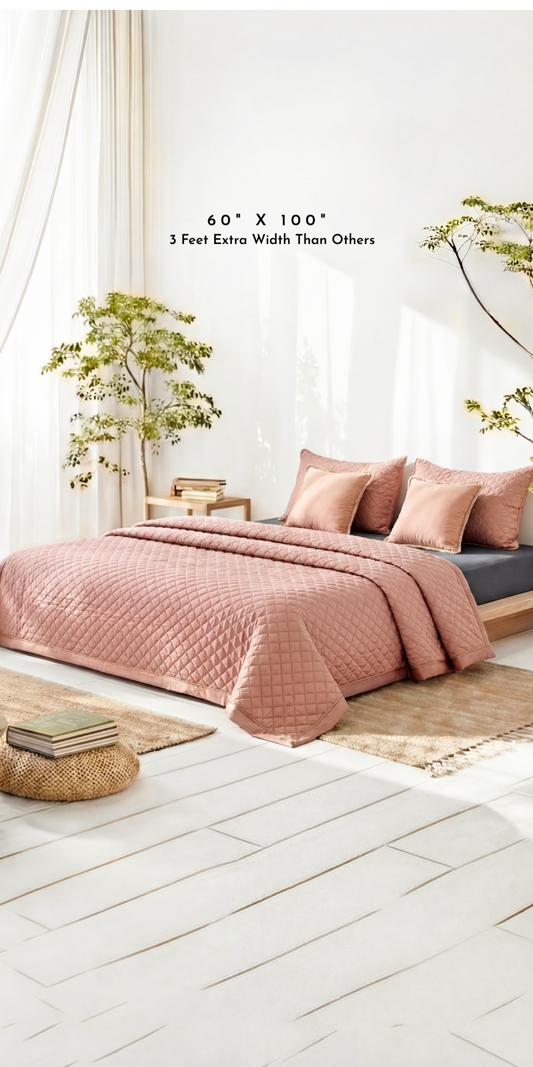 Zarf AC Comforters For Single Size Bed With 2 Pillow Cases & 2 Cushion Covers - Sakura