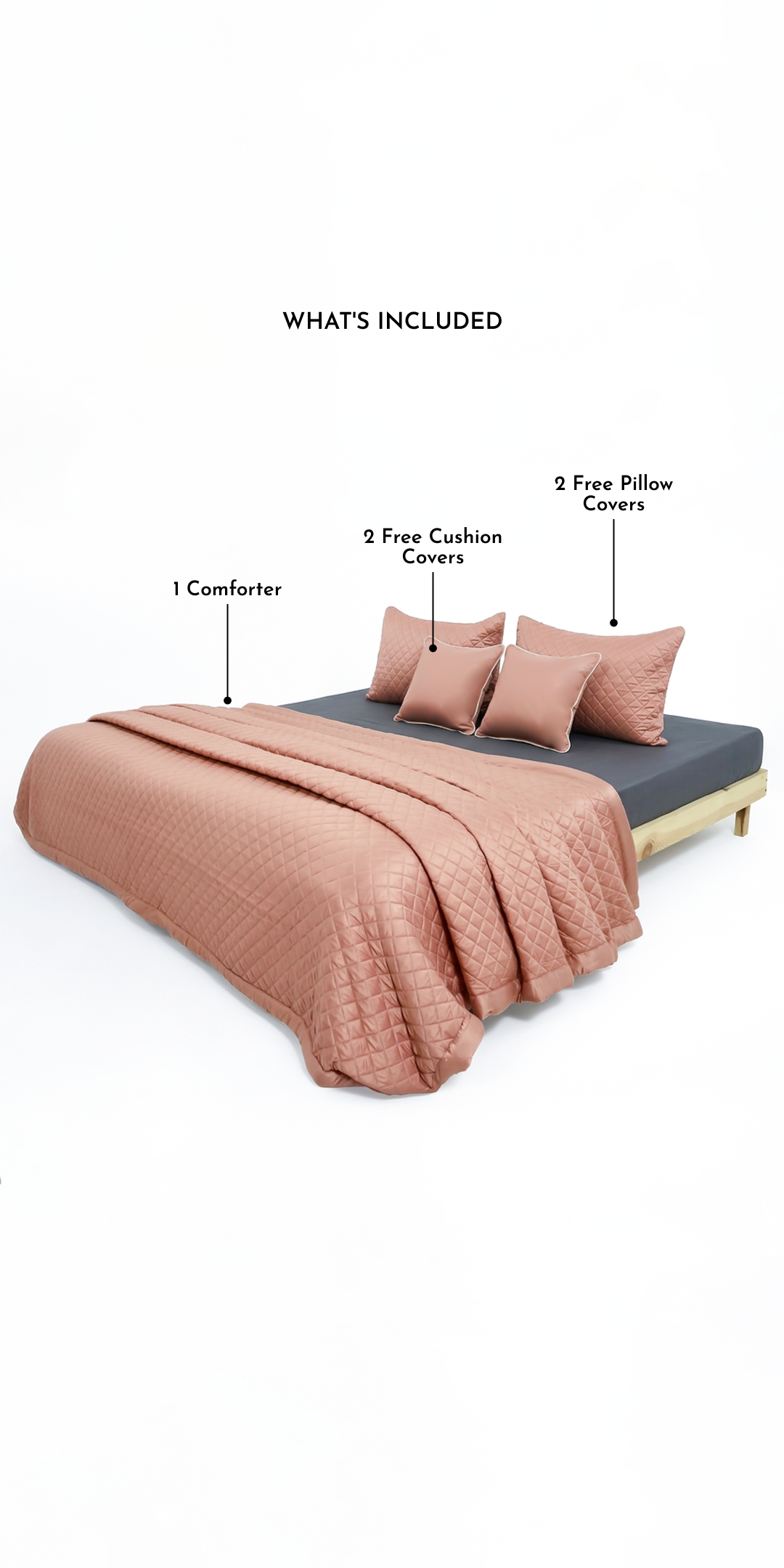 Zarf AC Comforters For Single Size Bed With 2 Pillow Cases & 2 Cushion Covers - Sakura
