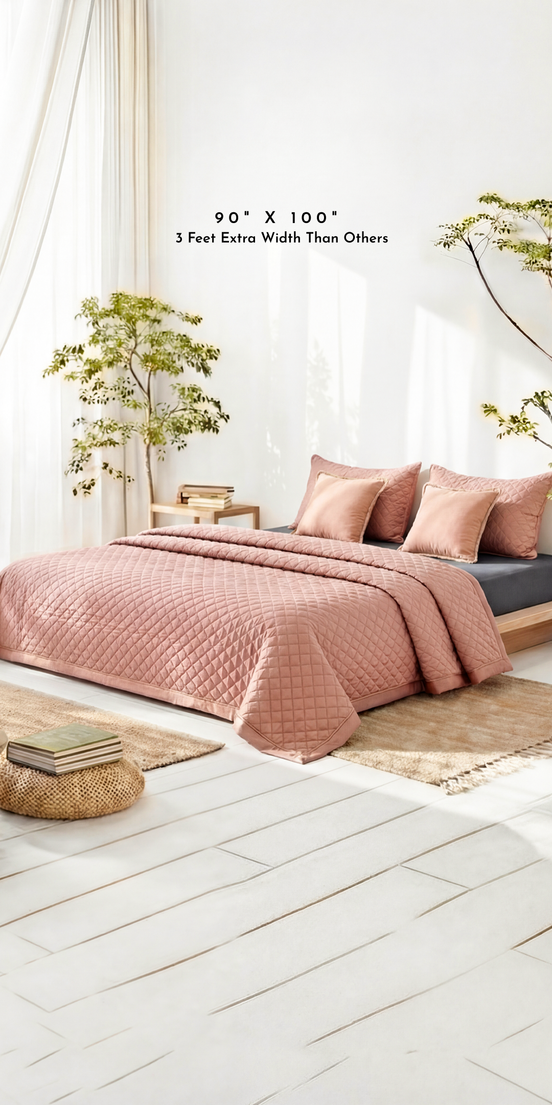 Zarf California King Size AC Comforters With 2 Pillow Cases & 2 Cushion Covers - Sakura