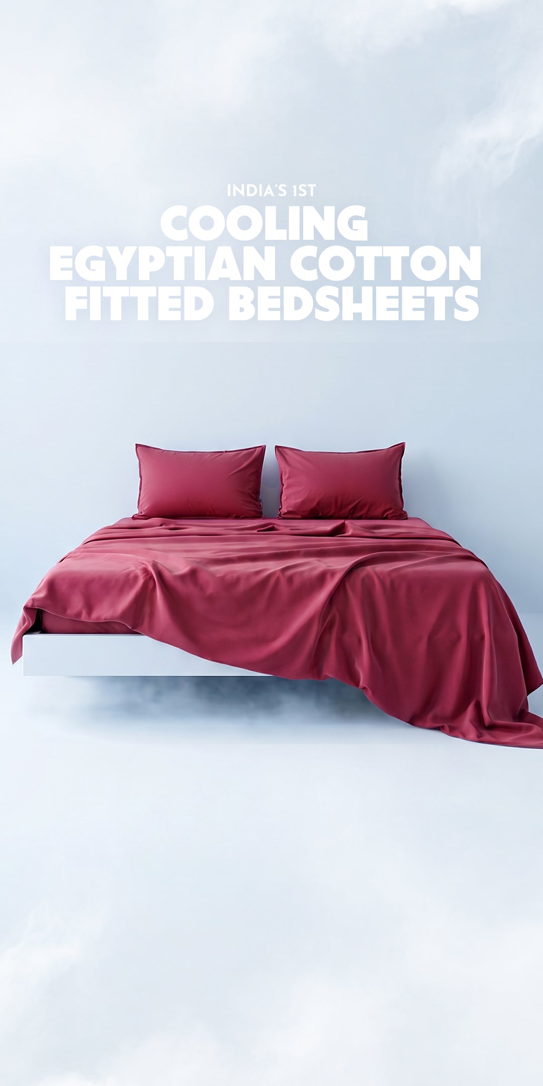 ZERIES PERCALE WEAVE EGYPTIAN COTTON FITTED BEDSHEET WITH 2 PILLOW CASES - Sangria
