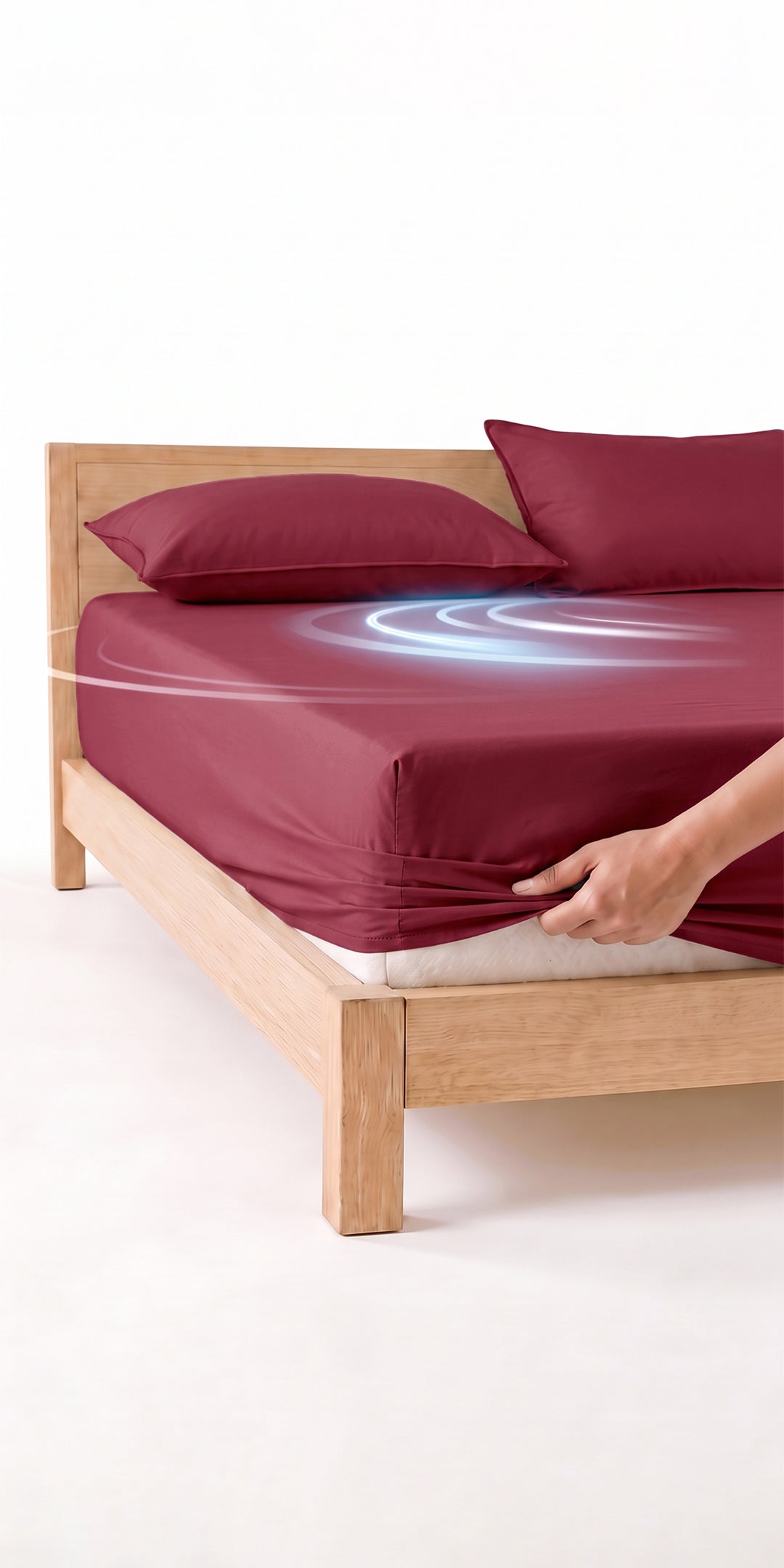 ZERIES PERCALE WEAVE EGYPTIAN COTTON FITTED BEDSHEET WITH 2 PILLOW CASES - Sangria