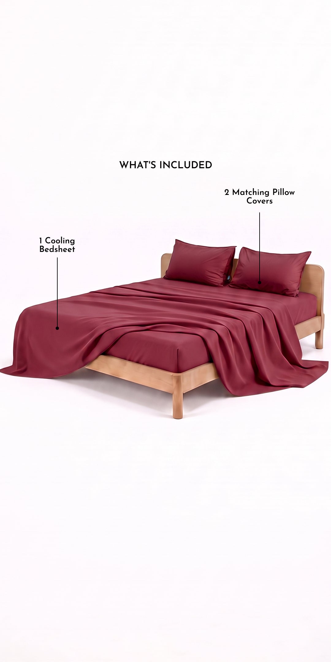 ZERIES PERCALE WEAVE EGYPTIAN COTTON FITTED BEDSHEET WITH 2 PILLOW CASES - Sangria