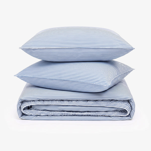 ZERIES PERCALE WEAVE EGYPTIAN COTTON FITTED BEDSHEET WITH 2 PILLOW CASES - Santorini