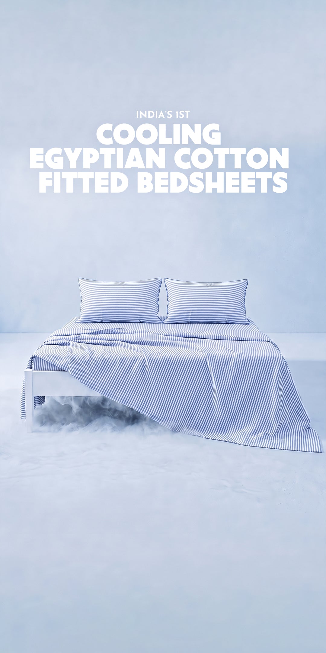 ZERIES PERCALE WEAVE EGYPTIAN COTTON FITTED BEDSHEET WITH 2 PILLOW CASES - Santorini