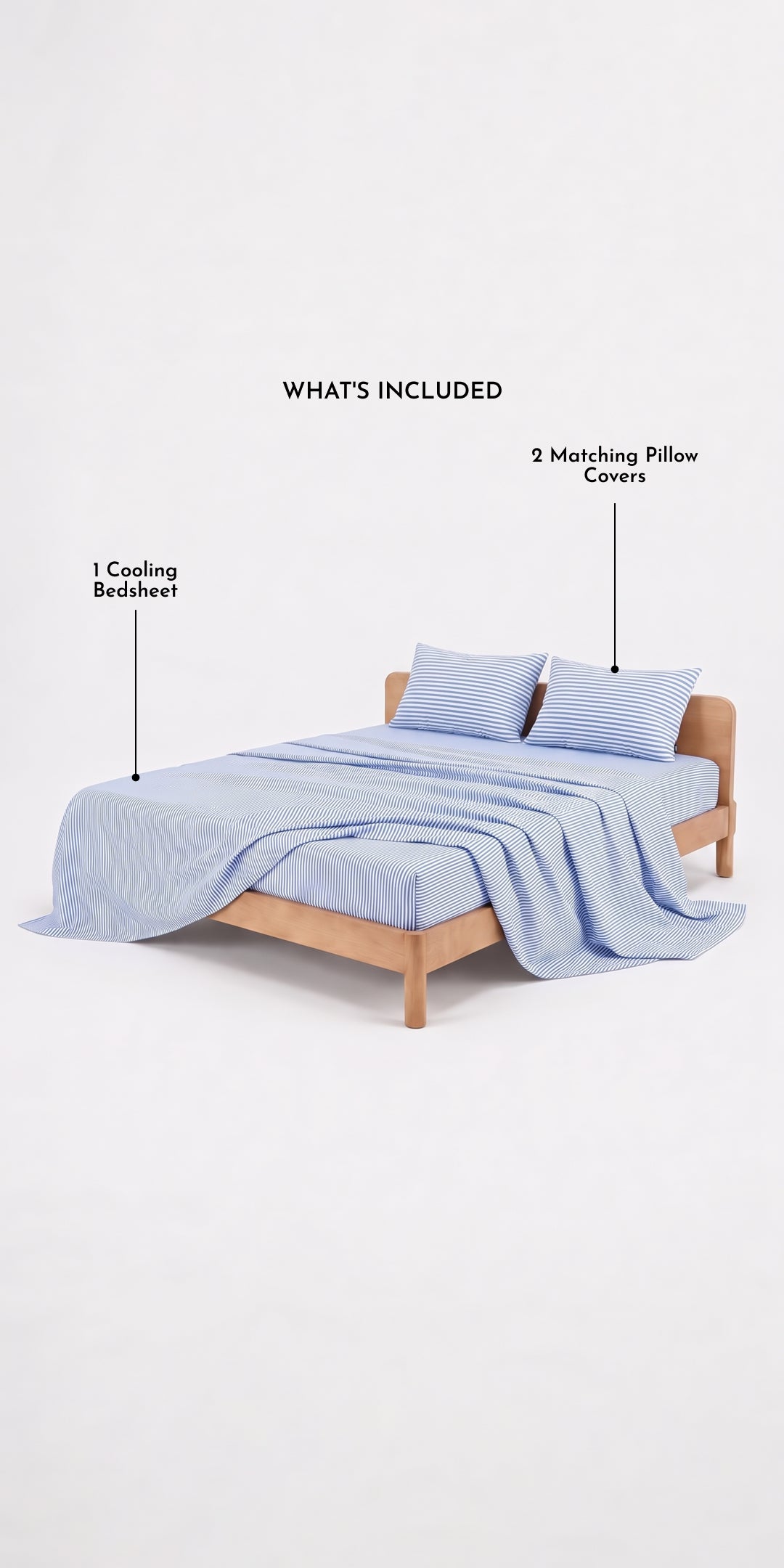 ZERIES PERCALE WEAVE EGYPTIAN COTTON FITTED BEDSHEET WITH 2 PILLOW CASES - Santorini