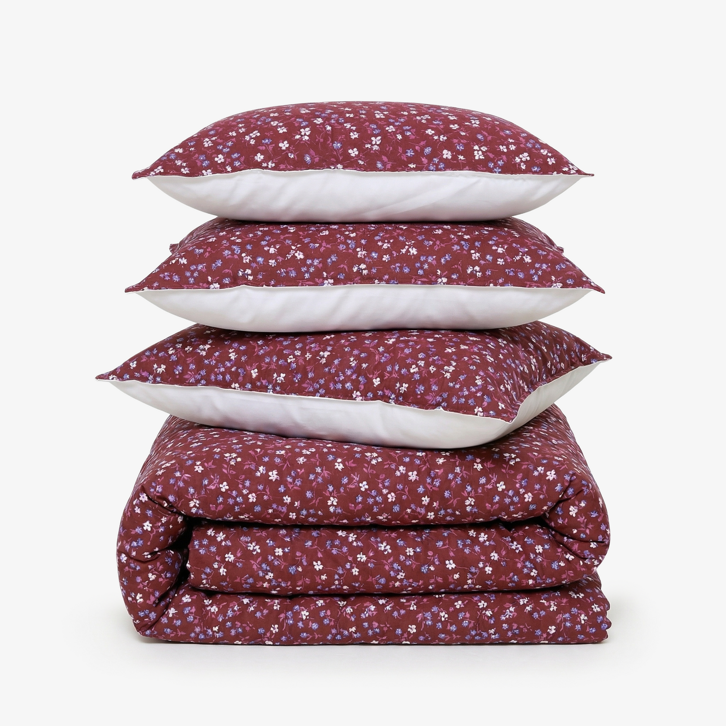 Linen Blend AC Comforter With 2 Pillow Cases and 1 Breakfast Pillow - Scarlet