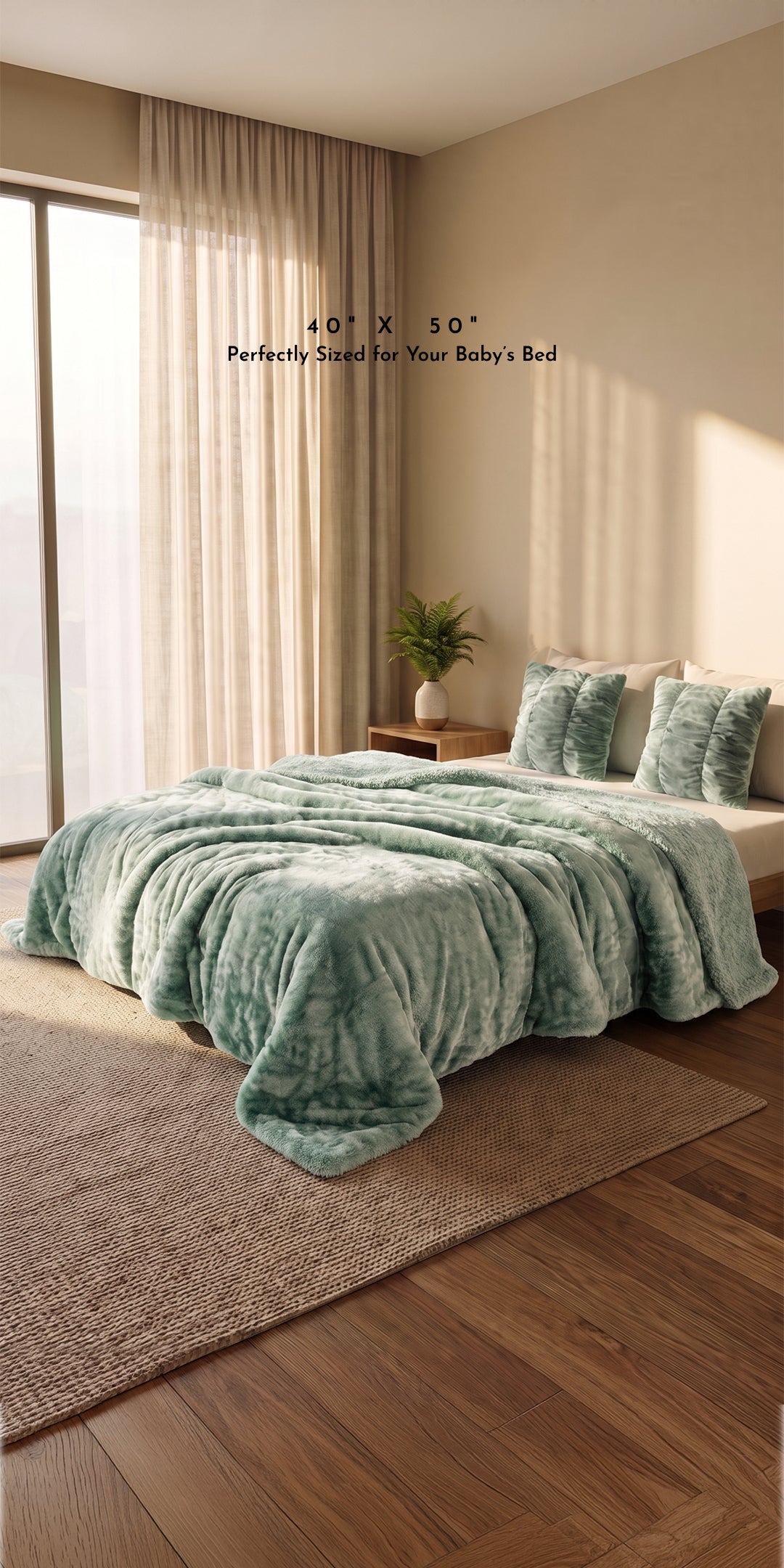ZARF Reversible Baby Size Quilt With 1 Pillow Case - Seafoam