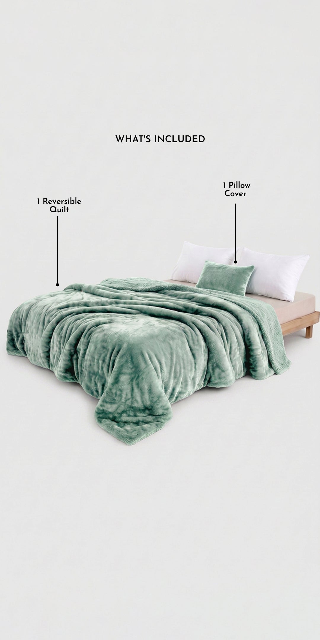 ZARF Reversible Baby Size Quilt With 1 Pillow Case - Seafoam