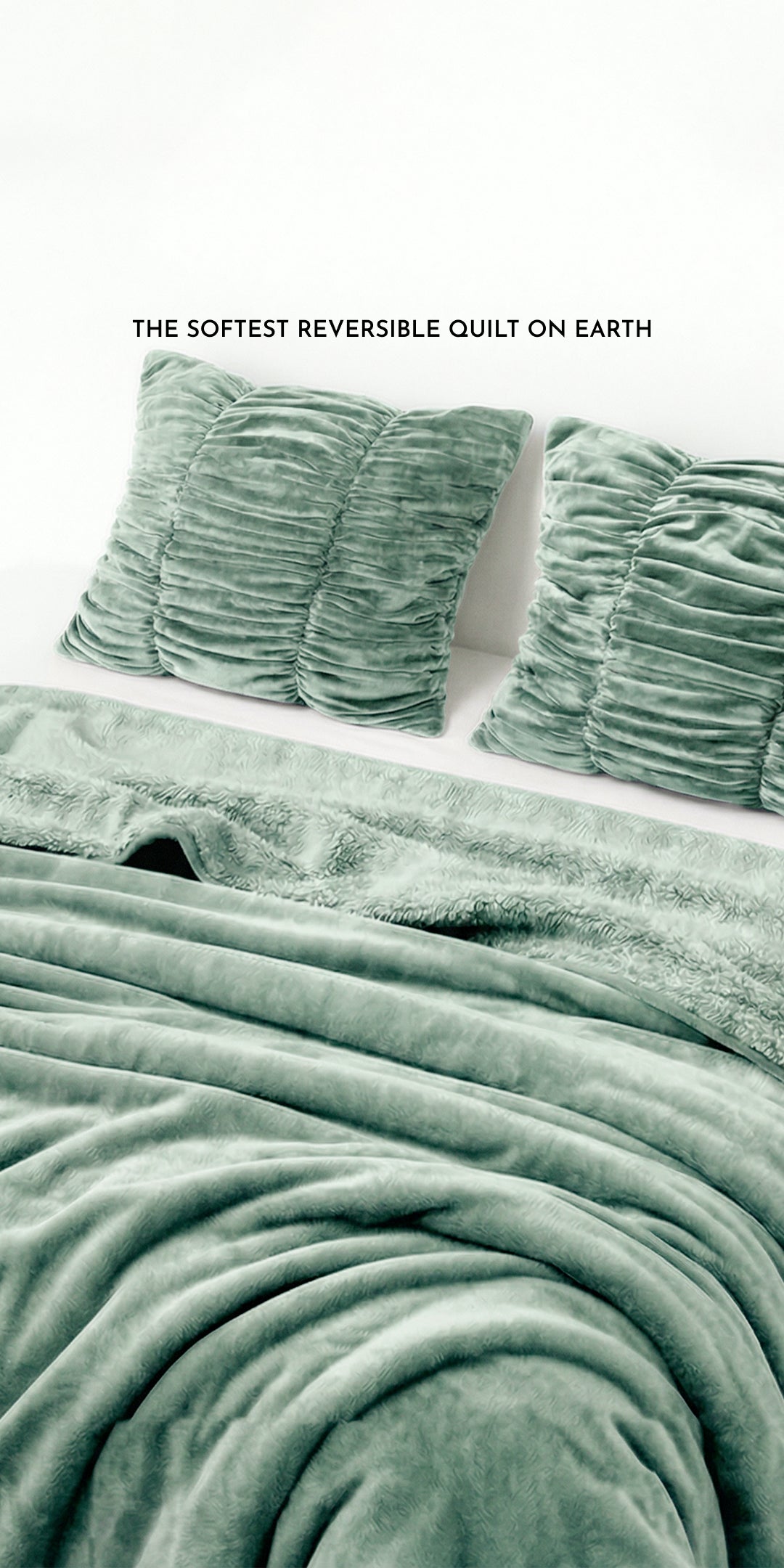 Zarf California King Size Reversible Quilt With 2 Cushion Covers - Seafoam