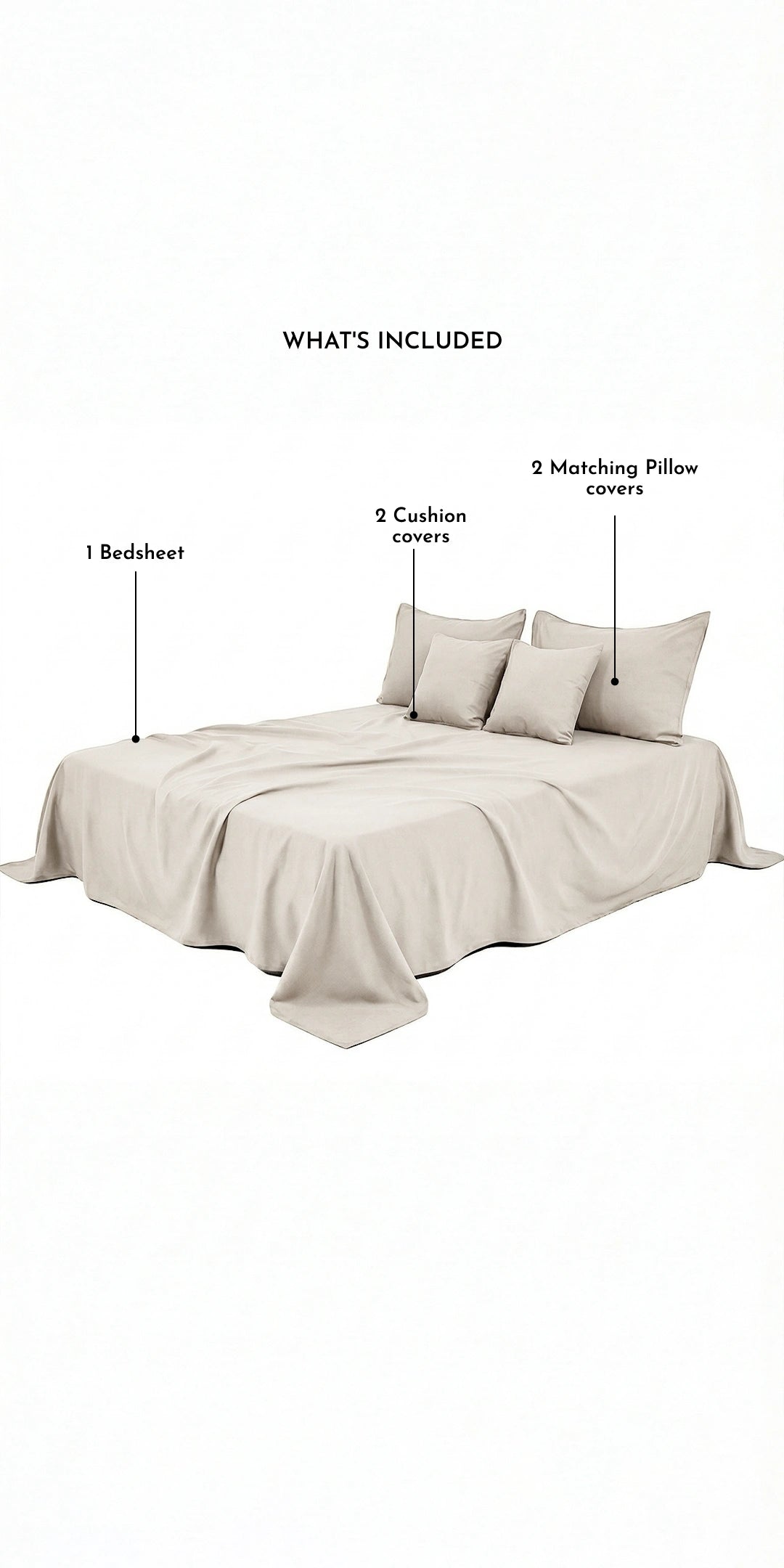 Zeries Egyptian Cotton Bedsheets With 2 Pillow Cases & 2 Cushion Covers - Shell