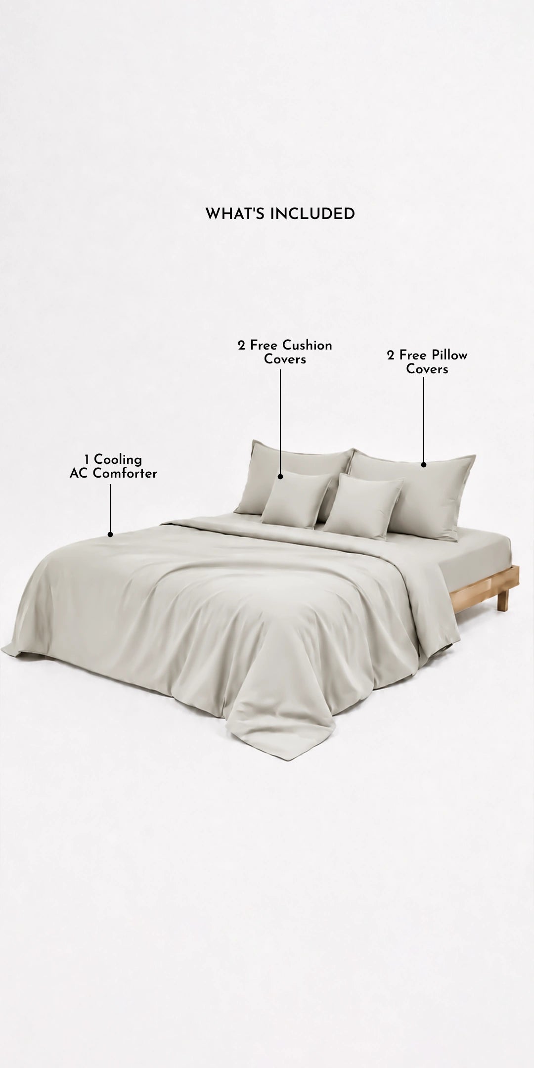 ZARF Egyptian Cotton Comforter For Single Size Bed With 2 Pillowcases & 2 Cushion Covers - Shell