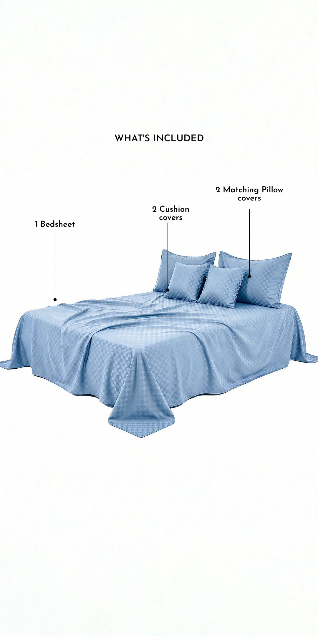 Zeries Egyptian Cotton Jacquard Bedsheets With 2 Pillow Cases & 2 Cushion Covers - Sienna
