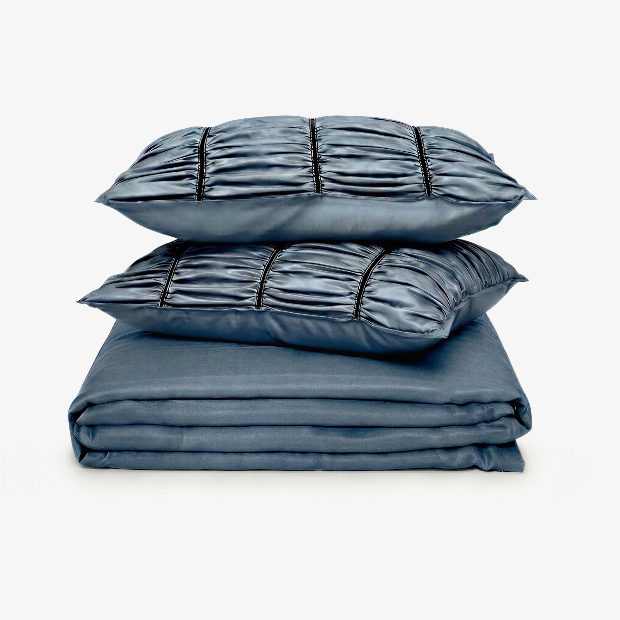 ZARF Italian Staple Weave Comforter With 2 Designer Pillow Cases, 2 Solid Pillowcases & 2 Cushion Covers - Skyline