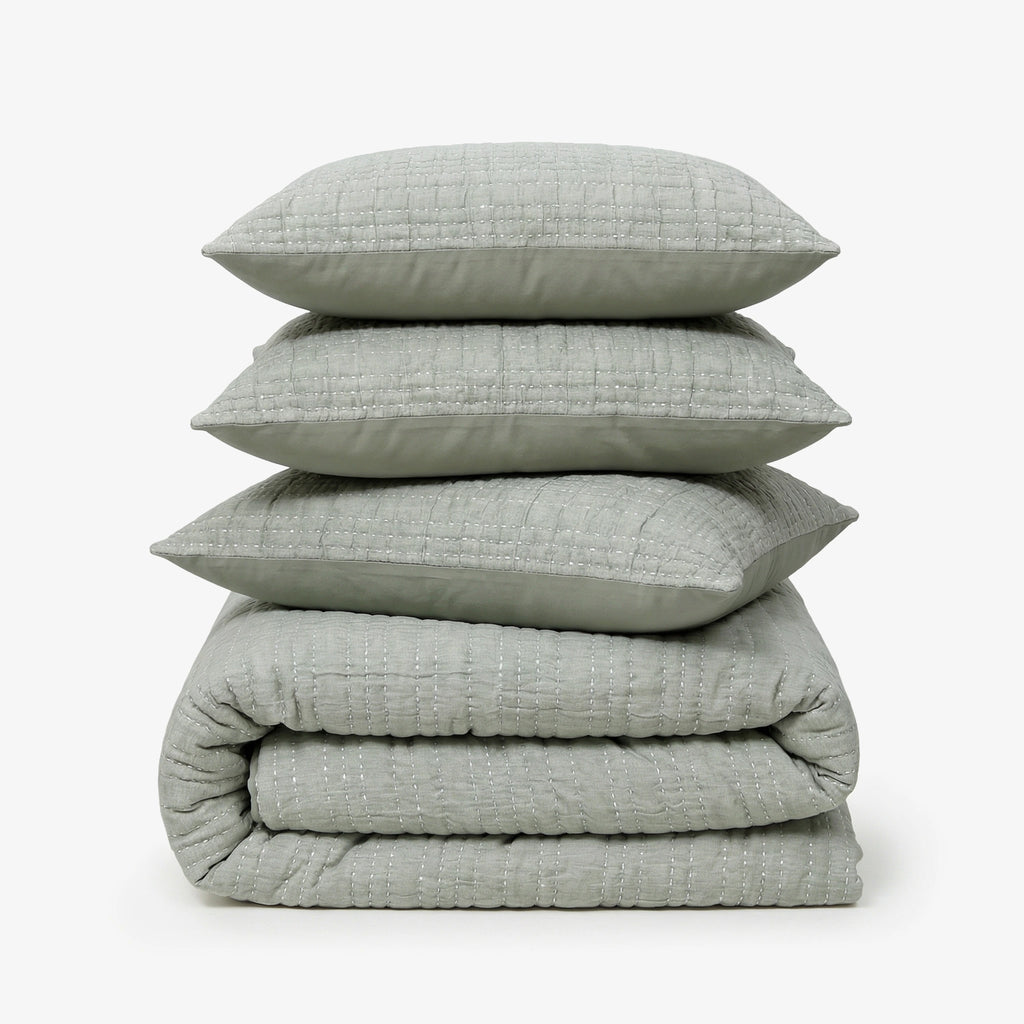 Zarf King Size Pure Cotton Cottage Blanket with 2 Pillowcases and 1 Cushion Cover - Springleaf