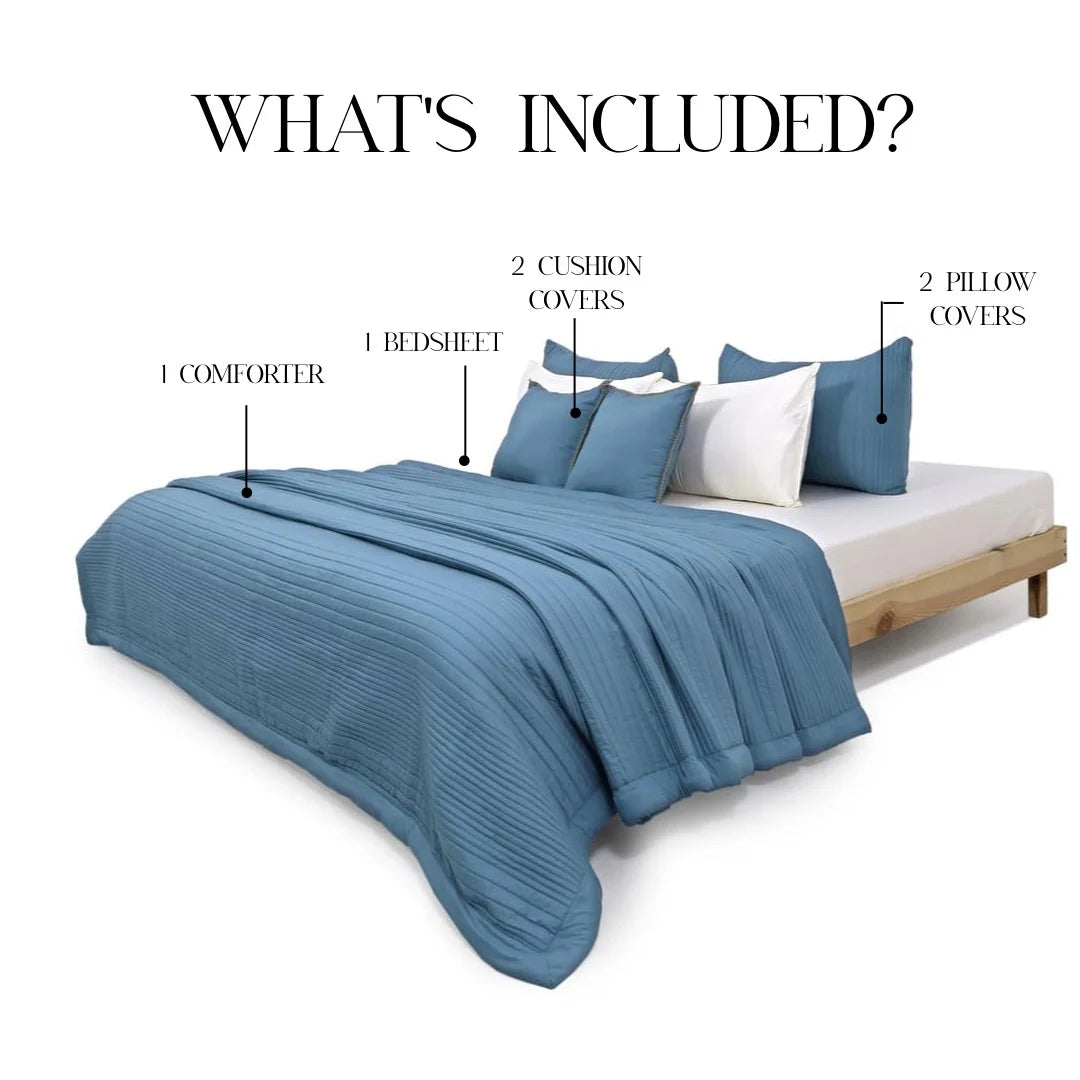 Zarf California AC Comforter Bedding Set Of 6 - Teal