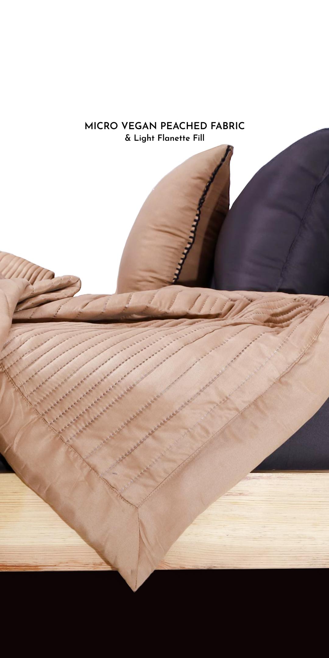 Zarf California King Size AC Comforters With 2 Pillow Cases & 2 Cushion Covers - Tan