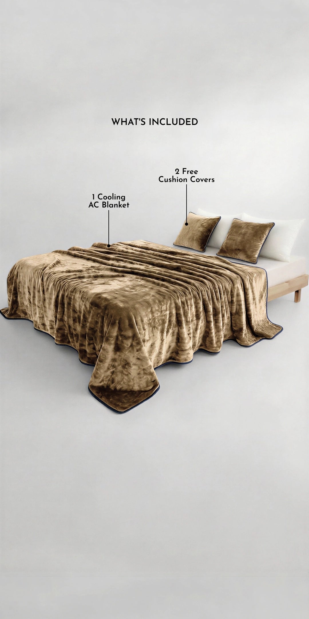 Zarf All-Season Premium AC Blanket With Two Cushion Covers - Taupe