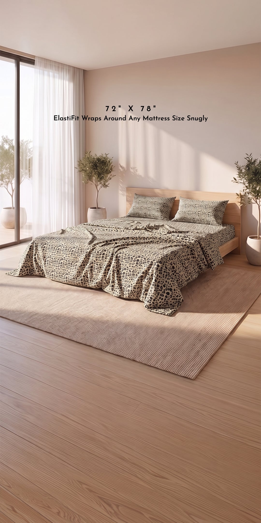 ZERIES PERCALE WEAVE EGYPTIAN COTTON FITTED BEDSHEET WITH 2 PILLOW CASES - Tavira