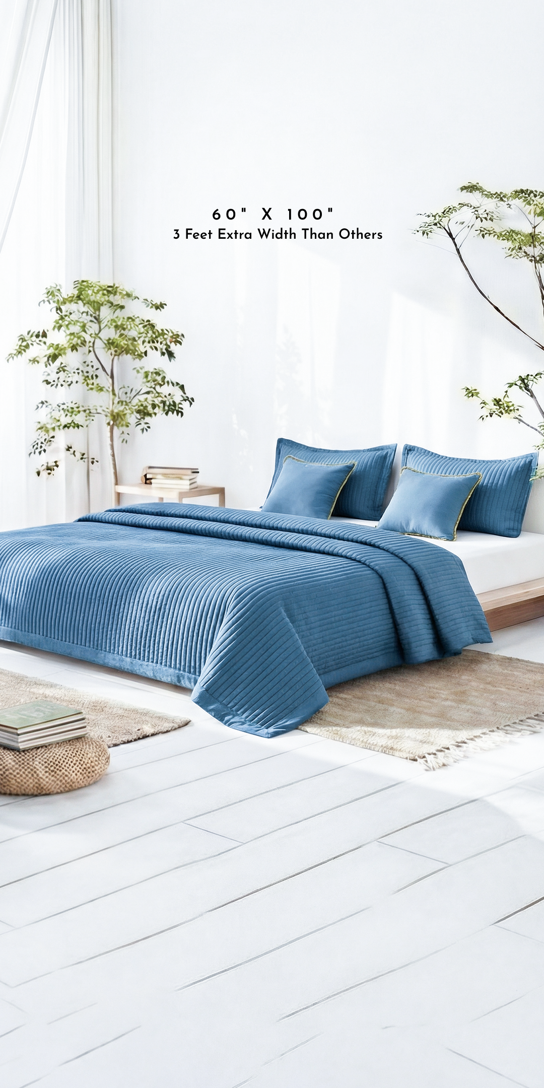 Zarf AC Comforters For Single Size Bed With 2 Pillow Cases & 2 Cushion Covers - Teal