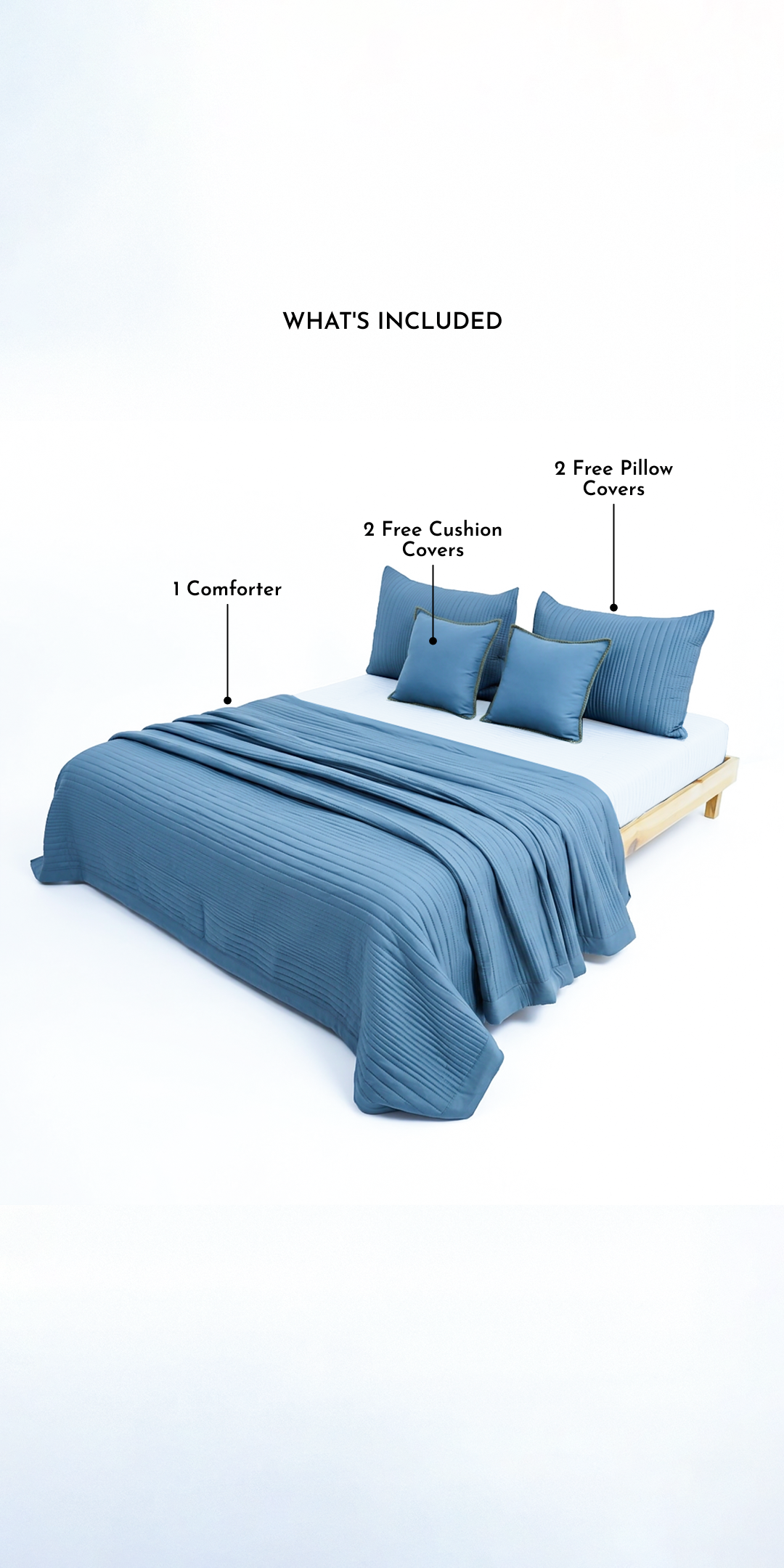 Zarf AC Comforters For Single Size Bed With 2 Pillow Cases & 2 Cushion Covers - Teal