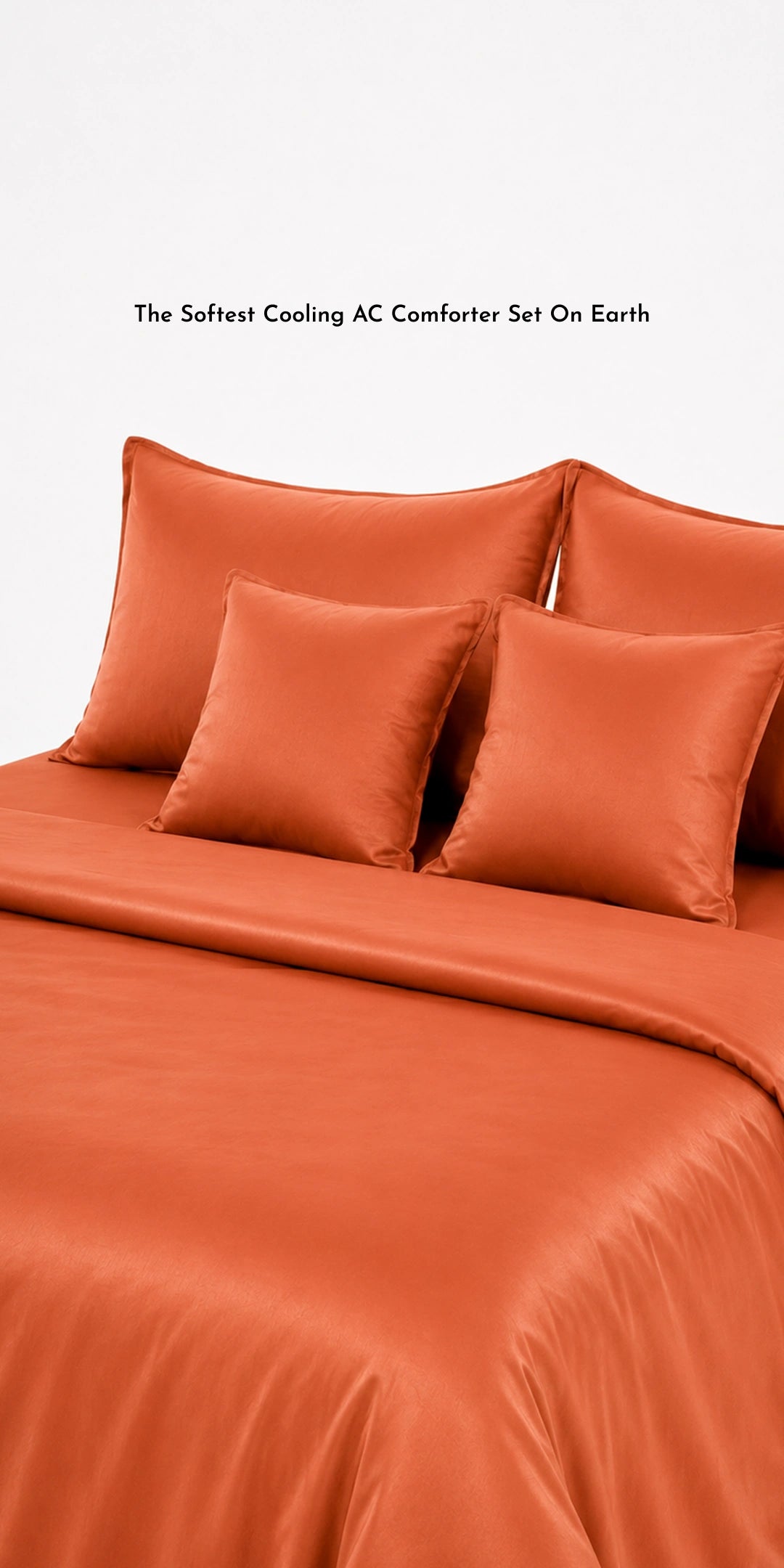 ZARF Egyptian Cotton Comforter For Single Size Bed With 2 Pillowcases & 2 Cushion Covers - Terra