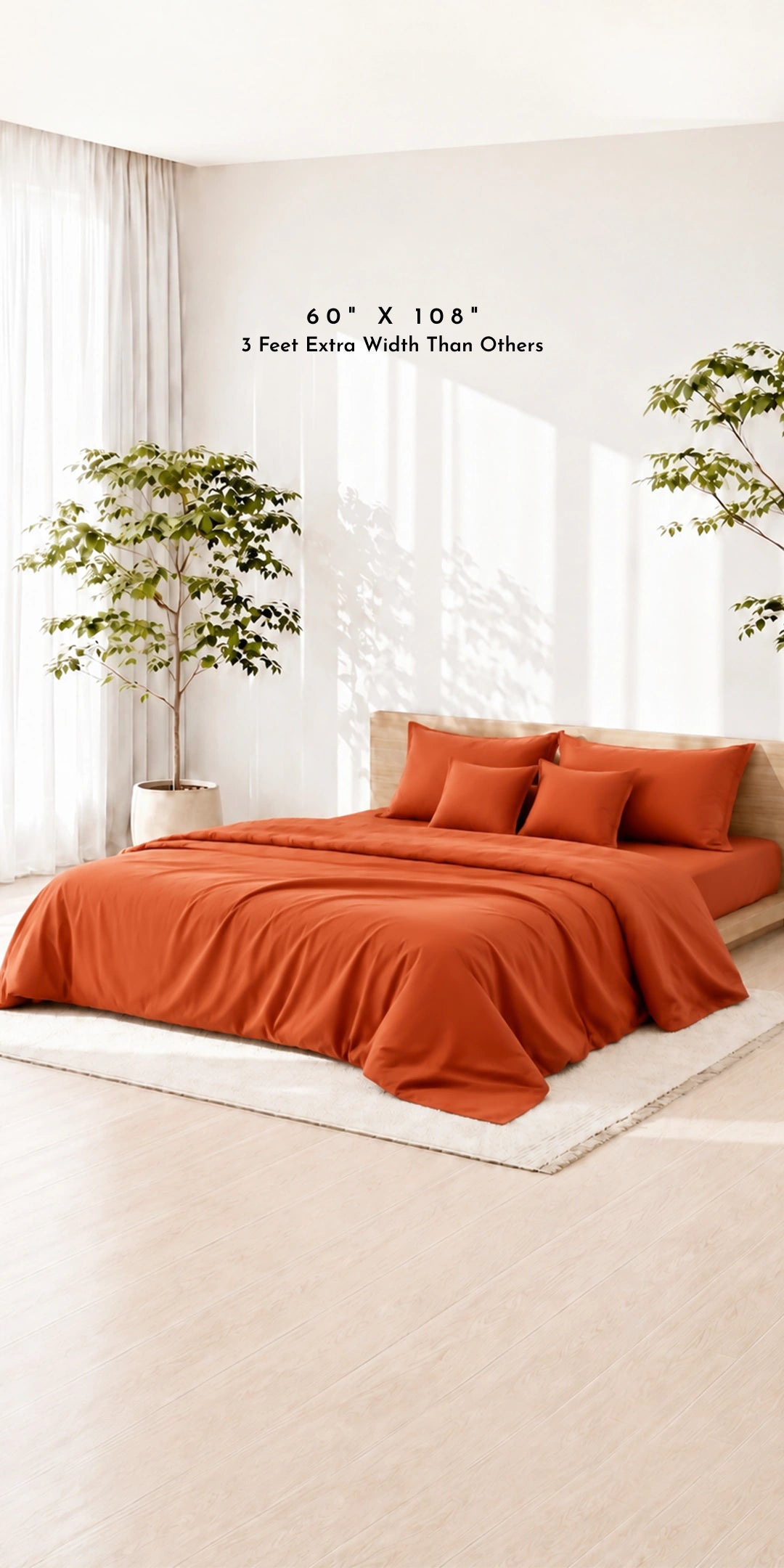 ZARF Egyptian Cotton Comforter For Single Size Bed With 2 Pillowcases & 2 Cushion Covers - Terra