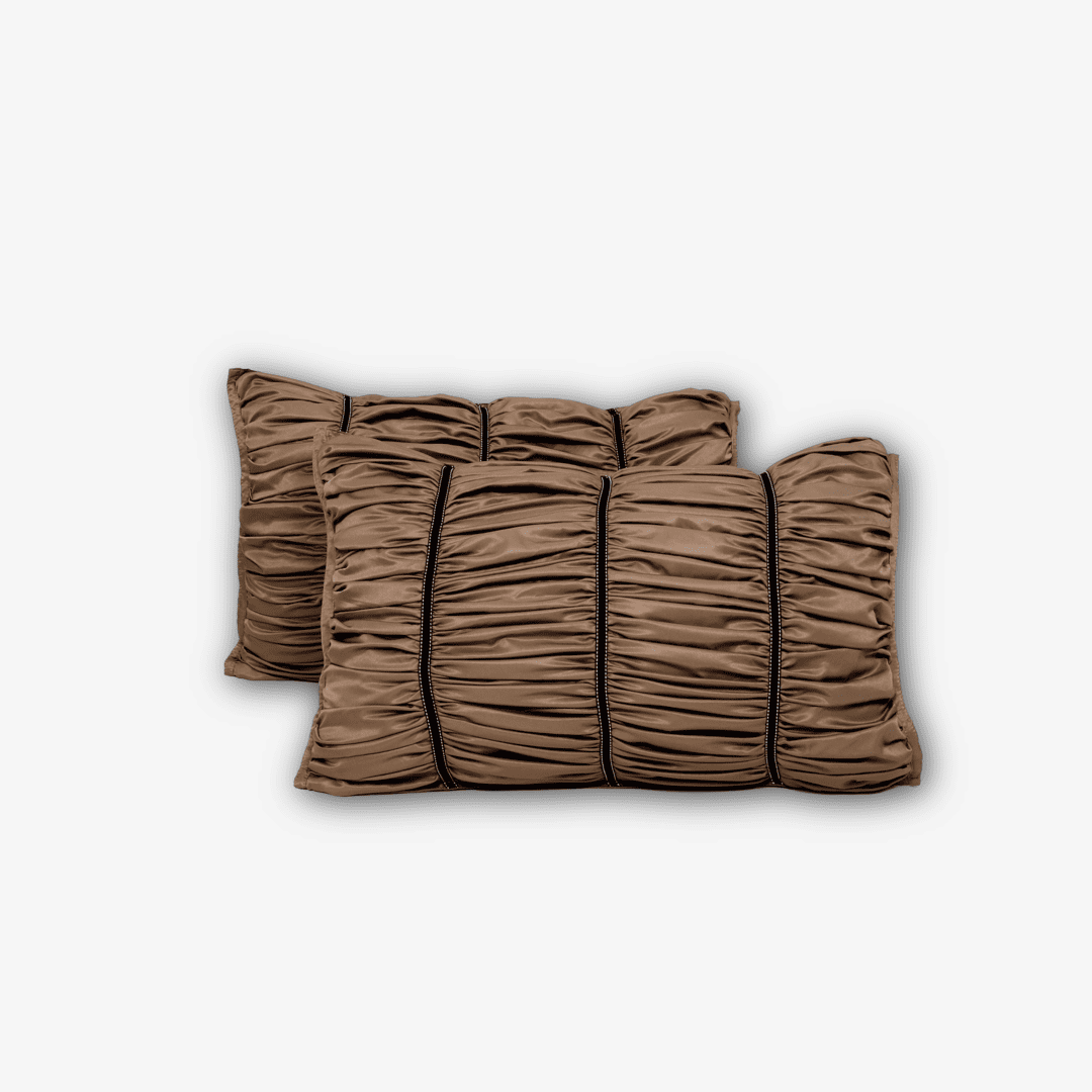 Italian Weave Designer Pillow Covers- Set Of 2 - Caramel
